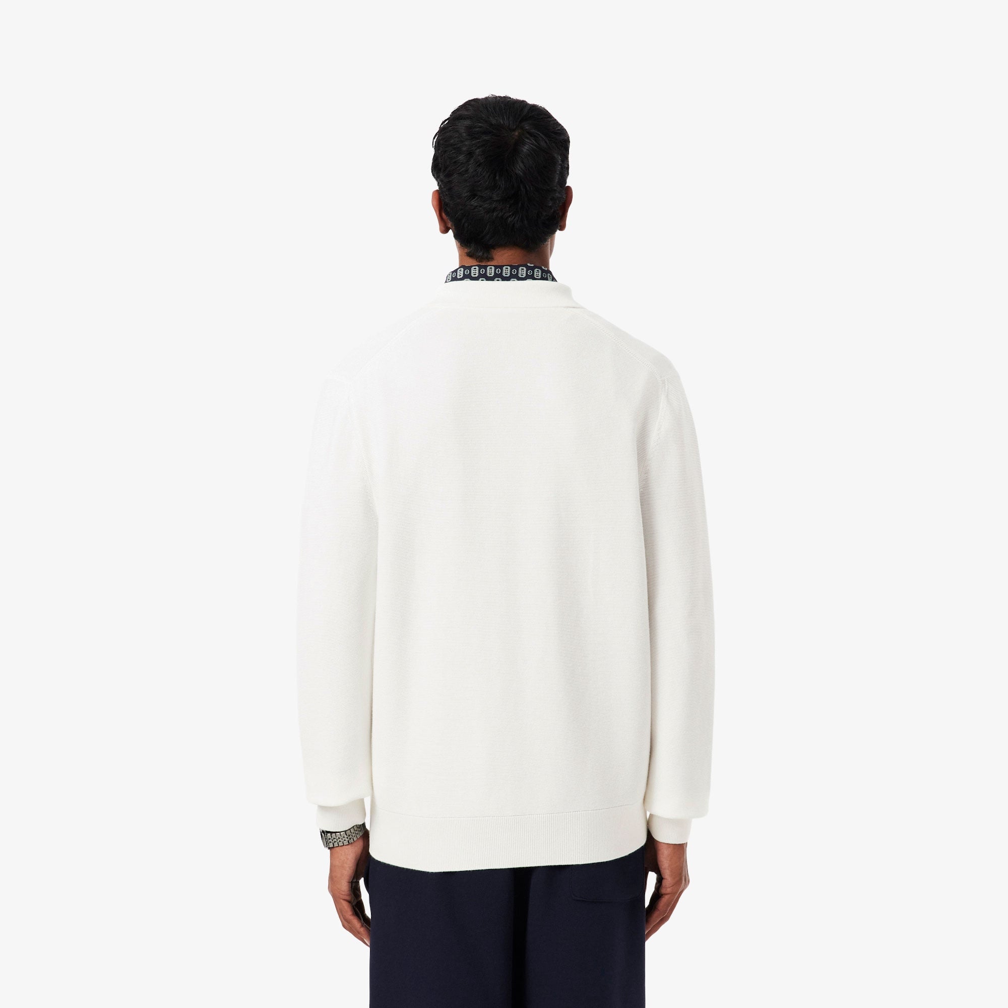 Erkek Classic Fit Polo Yaka Beyaz Kazak