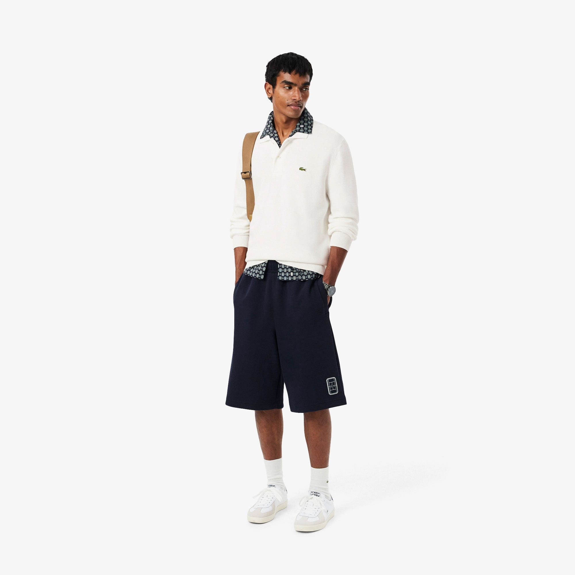 Erkek Classic Fit Polo Yaka Beyaz Kazak