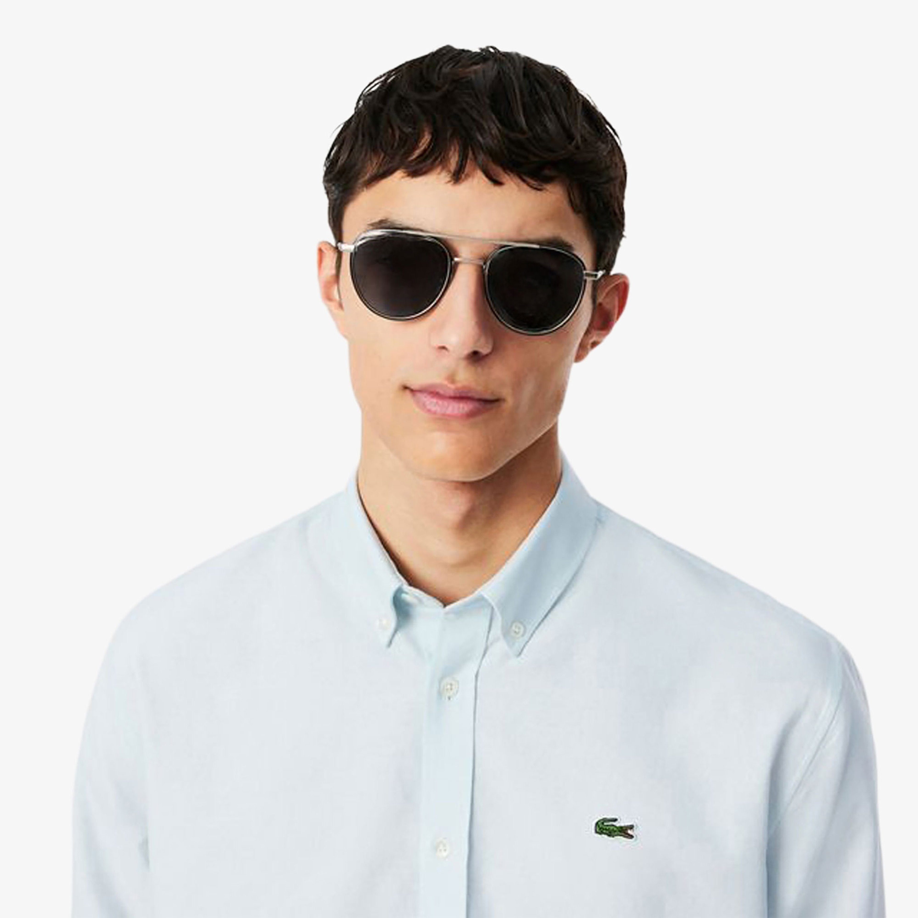 Erkek Regular Fit Düğmeli Yaka Mavi Gömlek