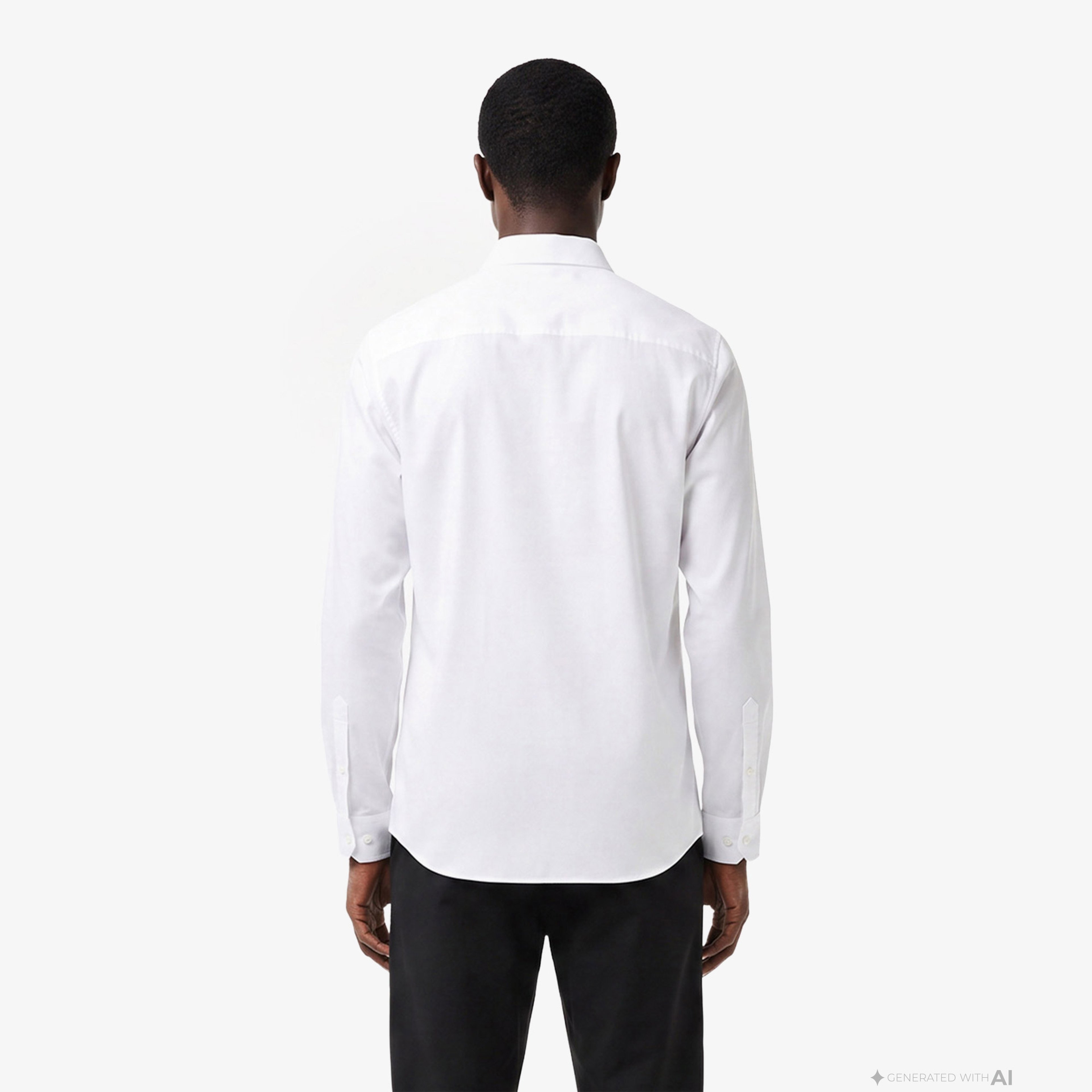 Erkek Slim Fit Düğmeli Yaka Beyaz Gömlek