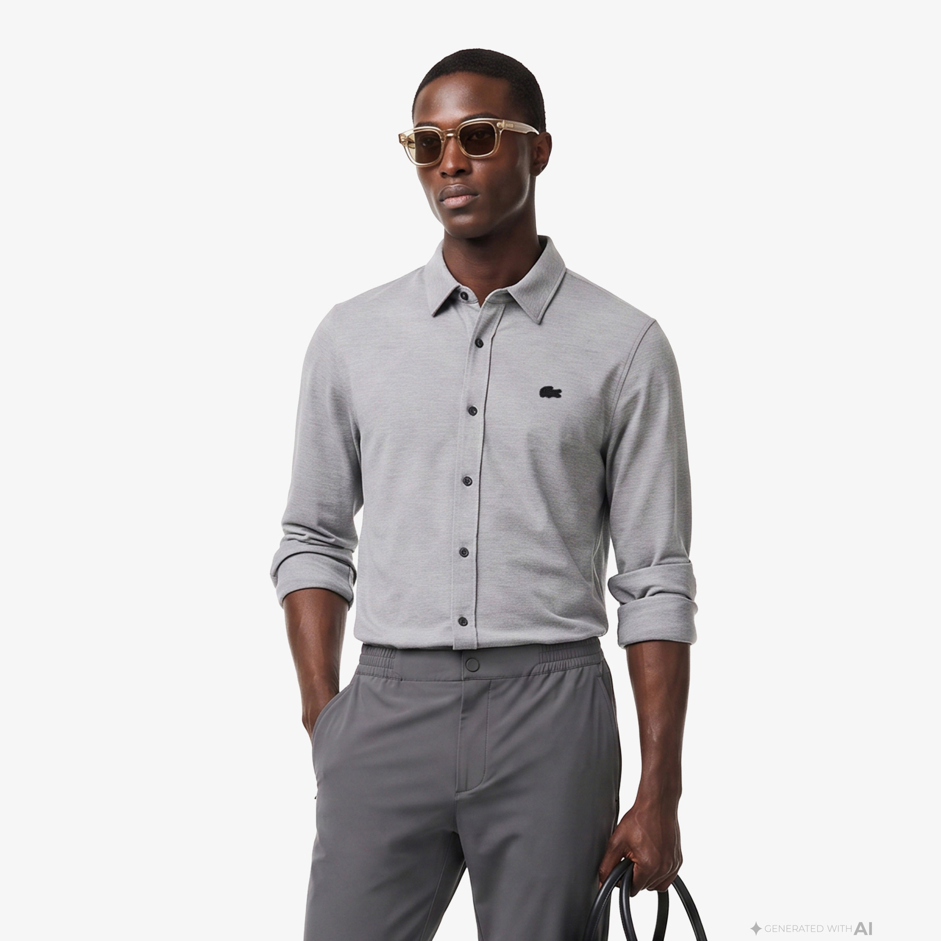 Erkek Slim Fit Gri Gömlek