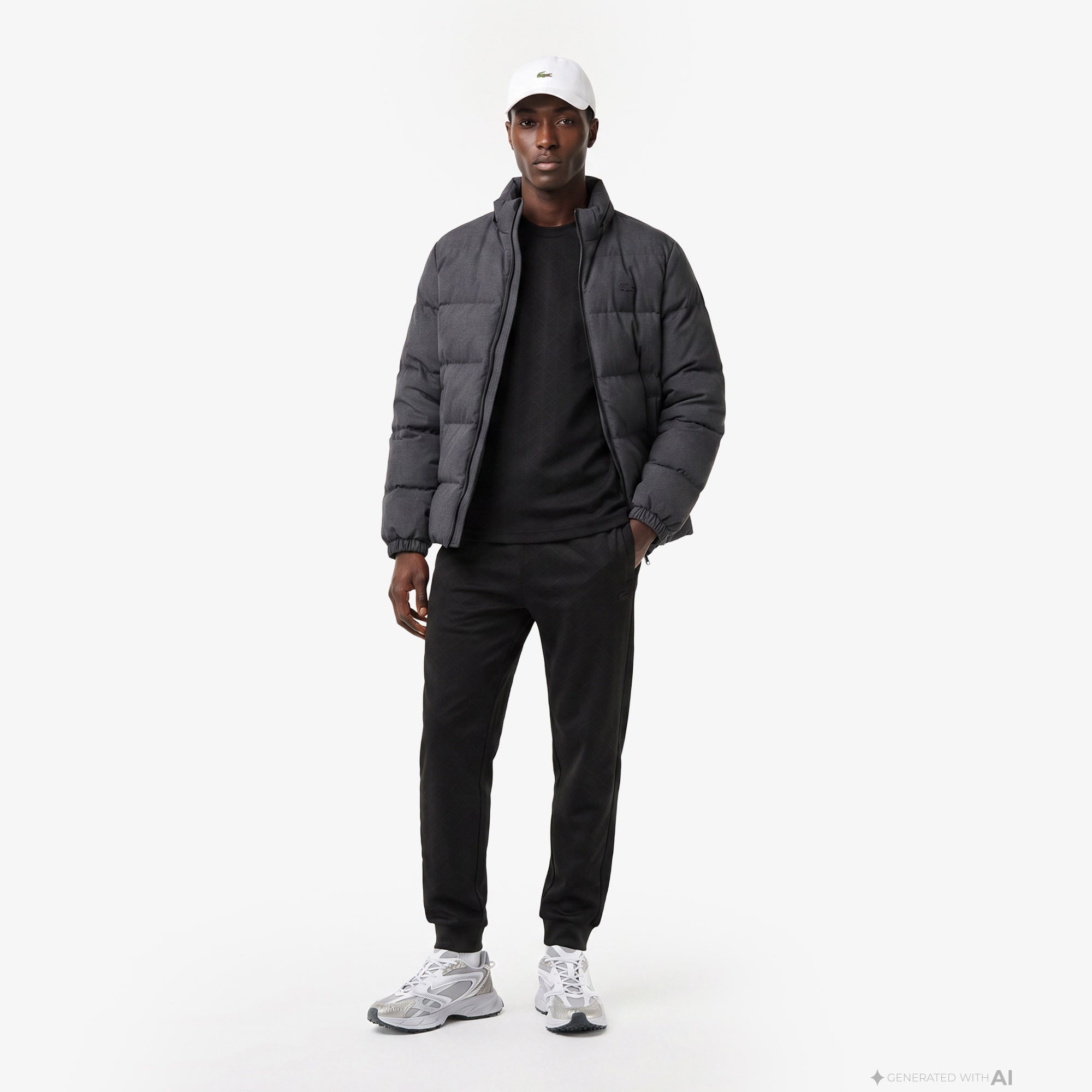 Erkek Classic Fit Kapüşonlu Gri Şişme Mont