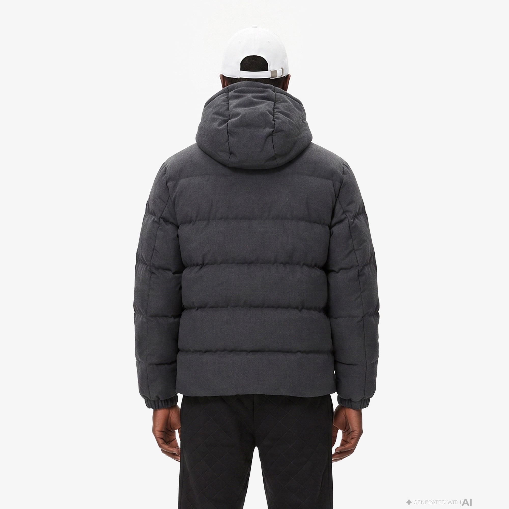 Erkek Classic Fit Kapüşonlu Gri Şişme Mont