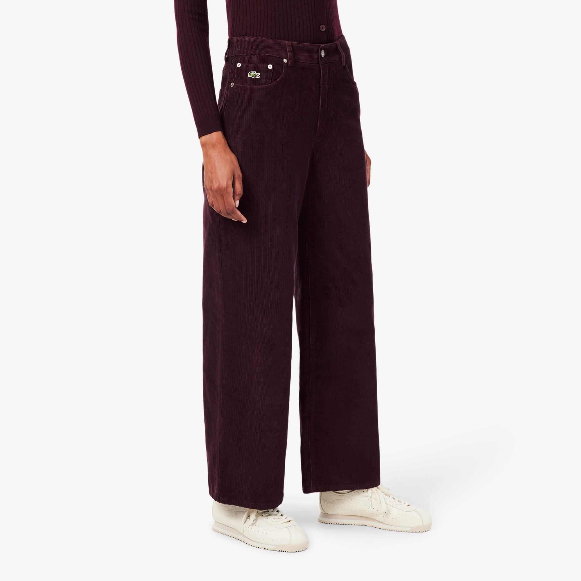 Kadın Wide Leg Kadife Bordo Pantolon