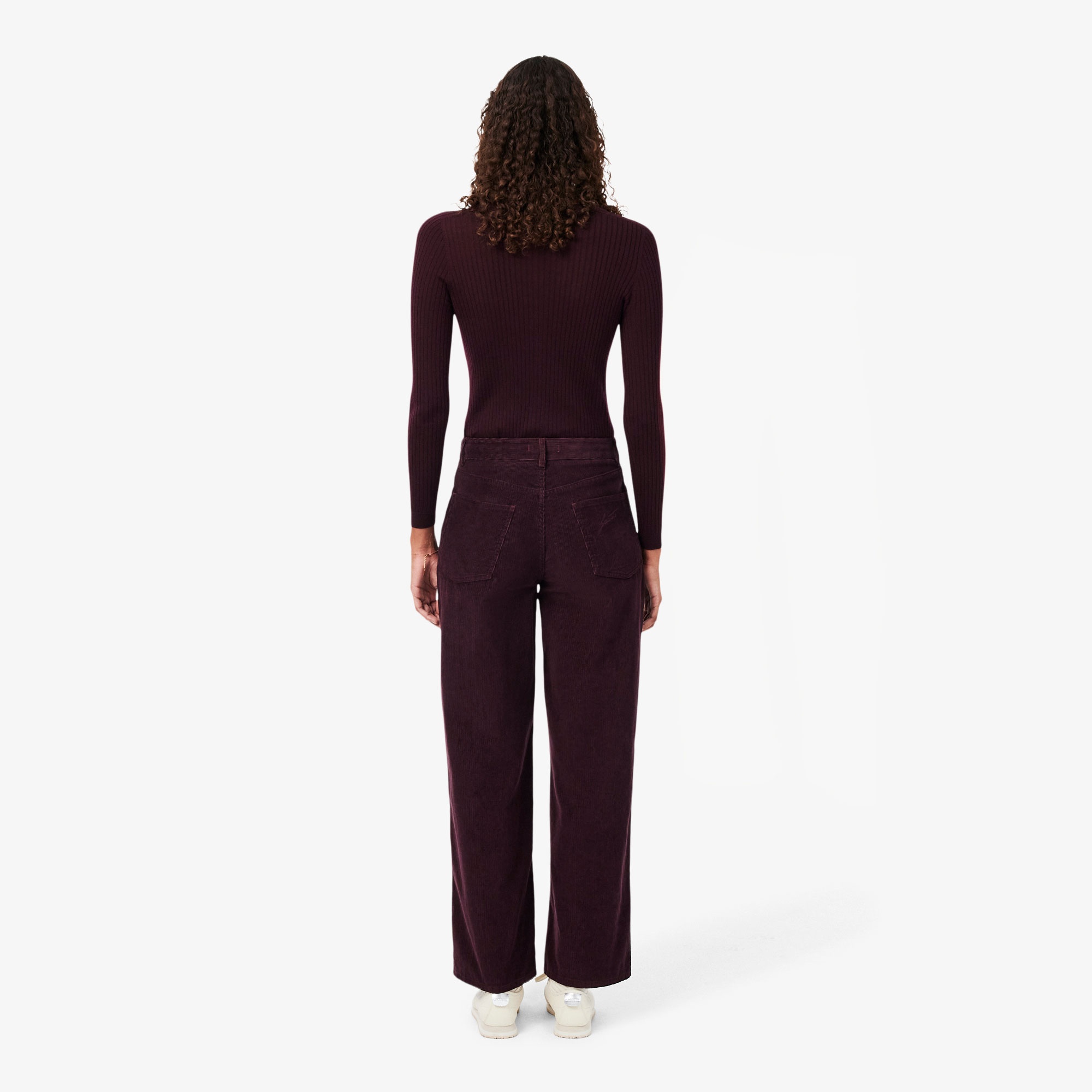 Kadın Wide Leg Kadife Bordo Pantolon