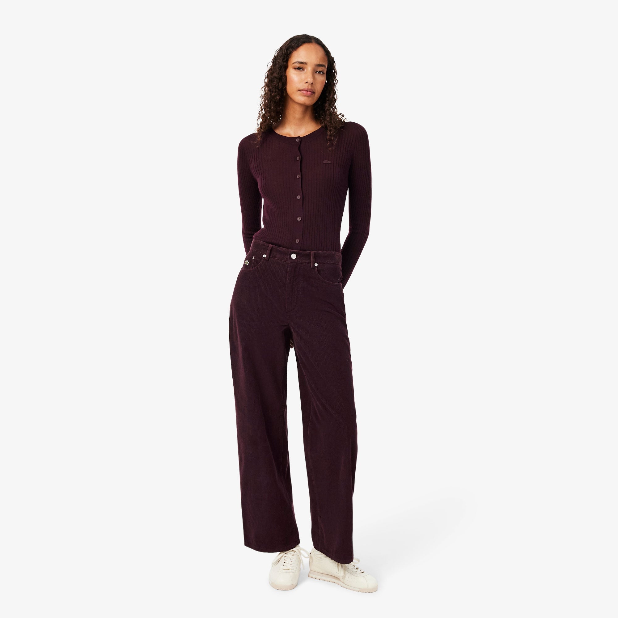 Kadın Wide Leg Kadife Bordo Pantolon
