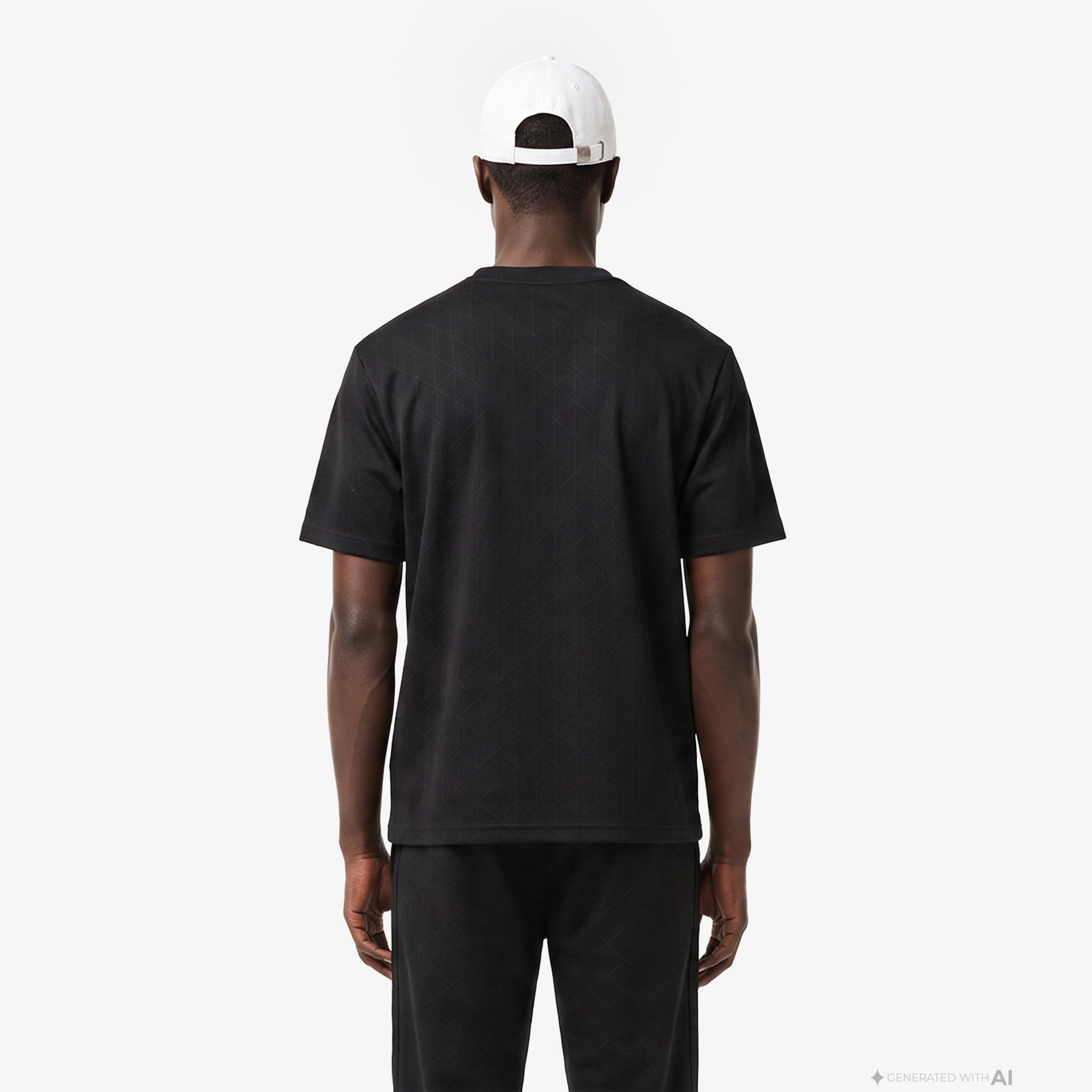 Erkek Relaxed Fit Bisiklet Yaka Monogram Siyah T-Shirt
