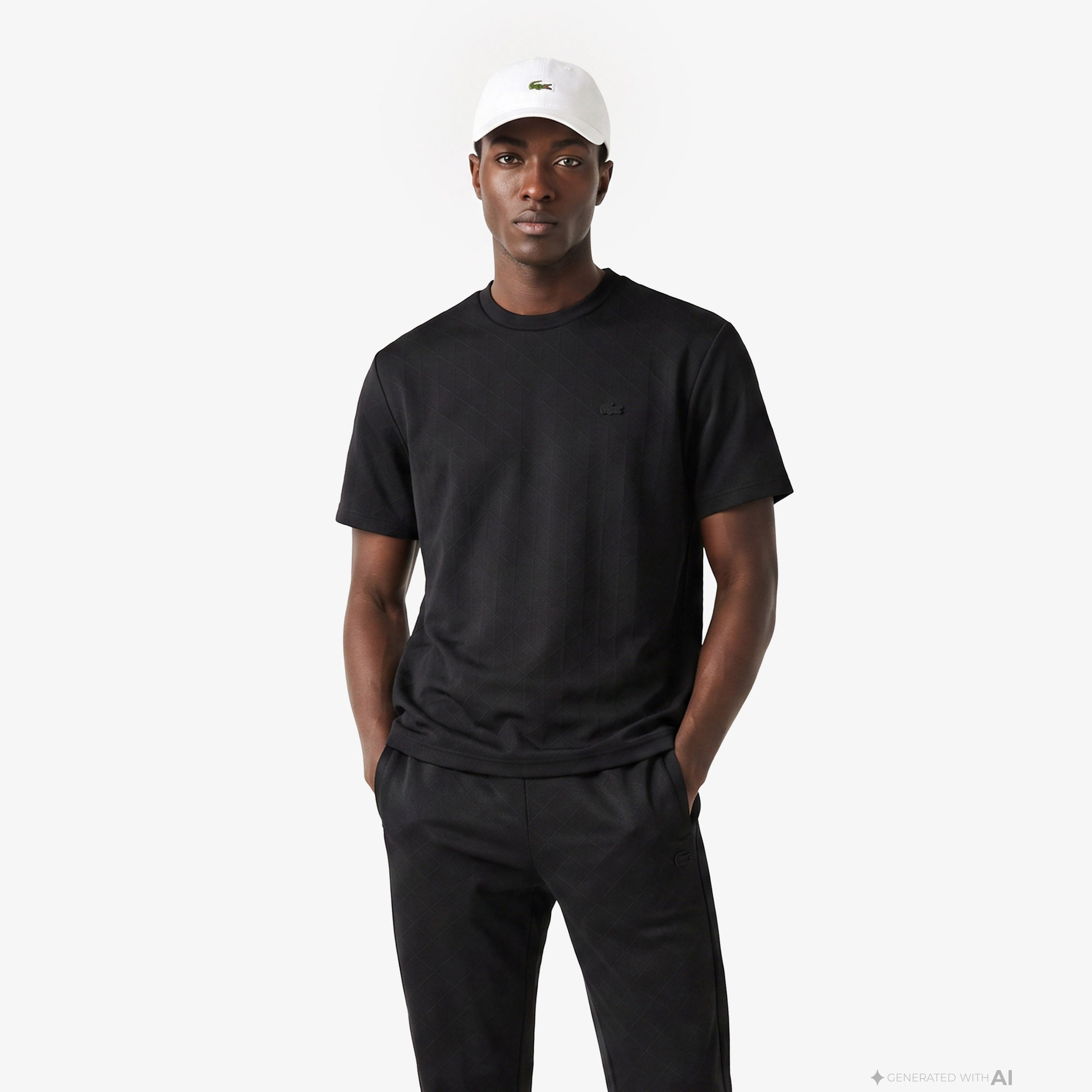 Erkek Relaxed Fit Bisiklet Yaka Monogram Siyah T-Shirt