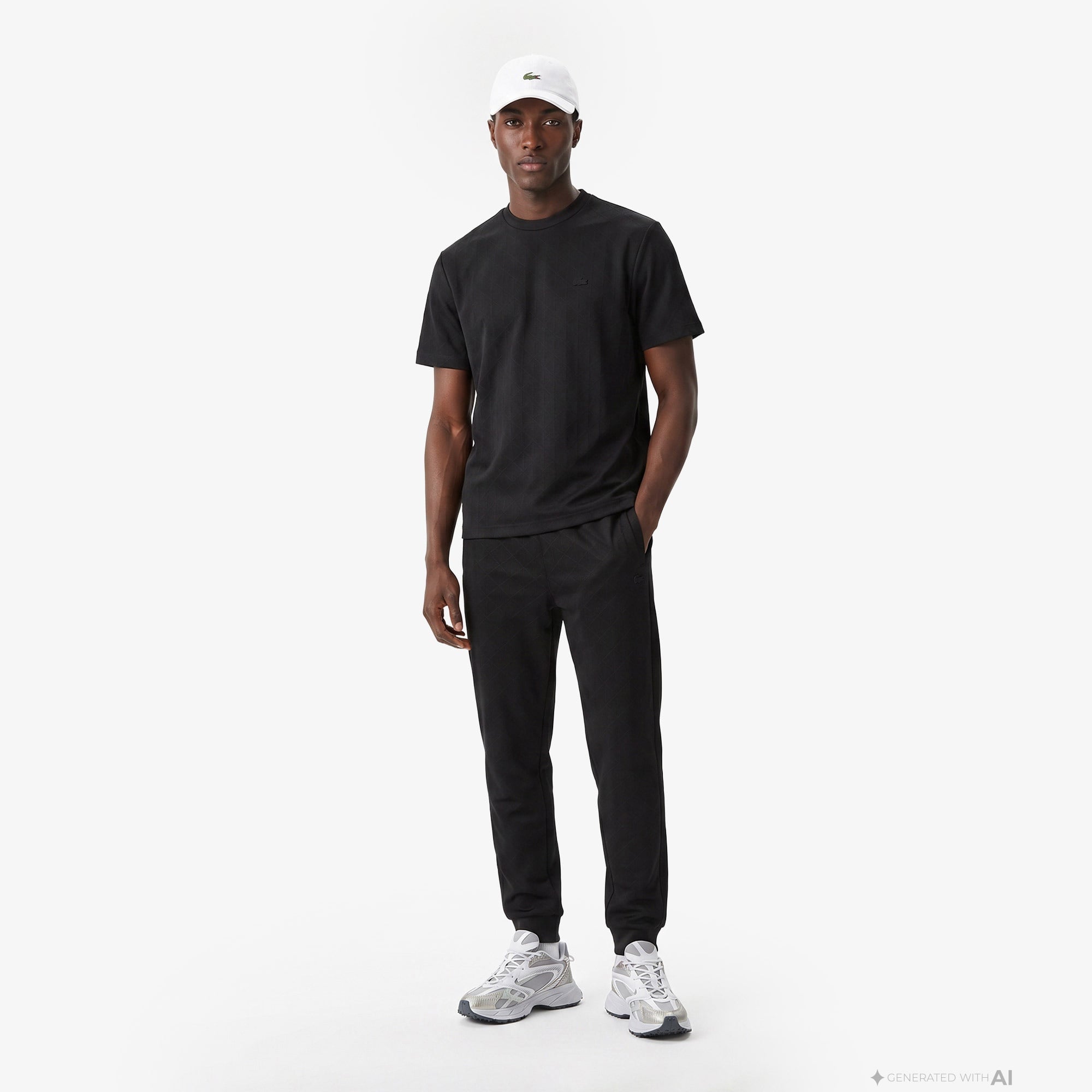 Erkek Relaxed Fit Bisiklet Yaka Monogram Siyah T-Shirt