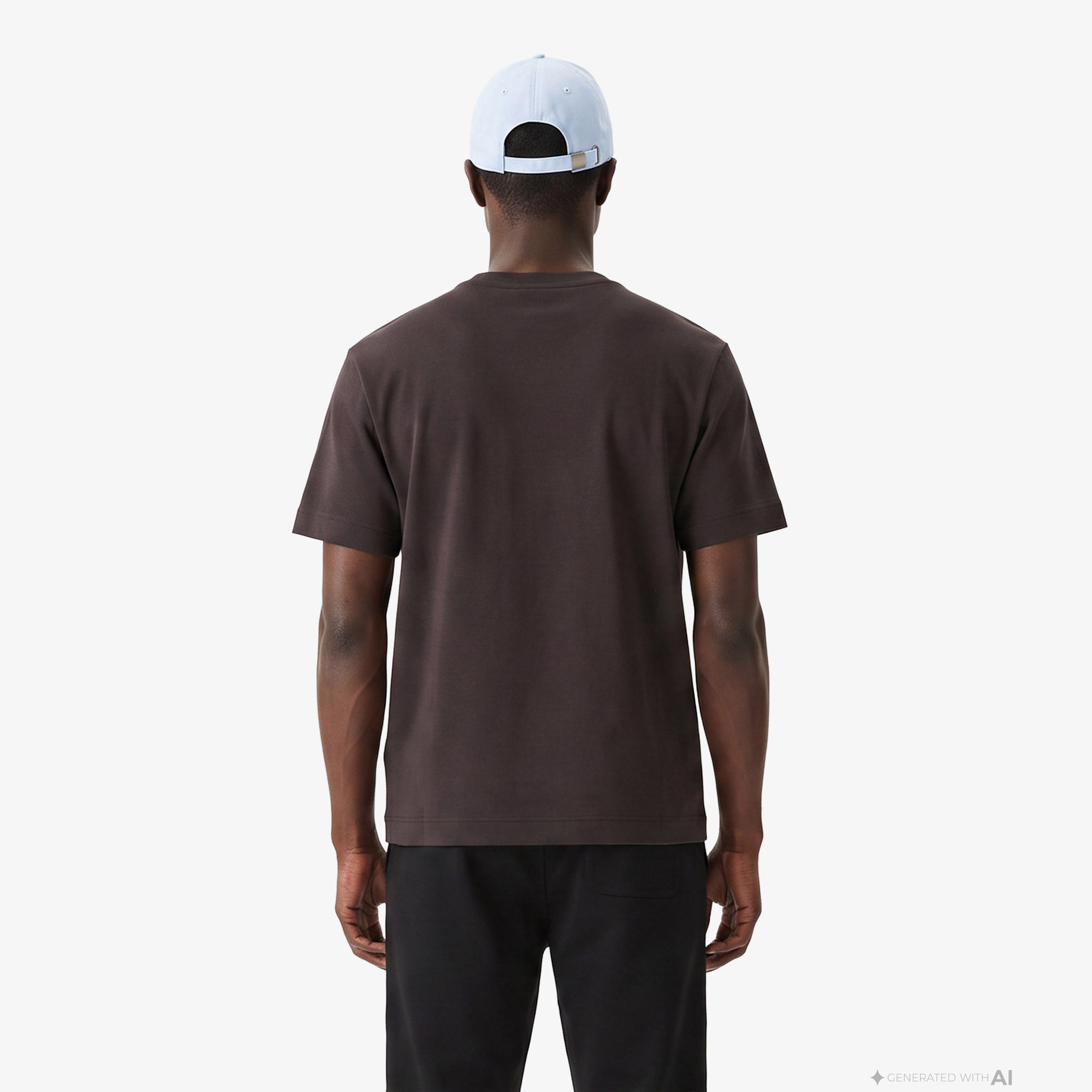 Erkek Oversize Fit Bisiklet Yaka Kahverengi T-Shirt