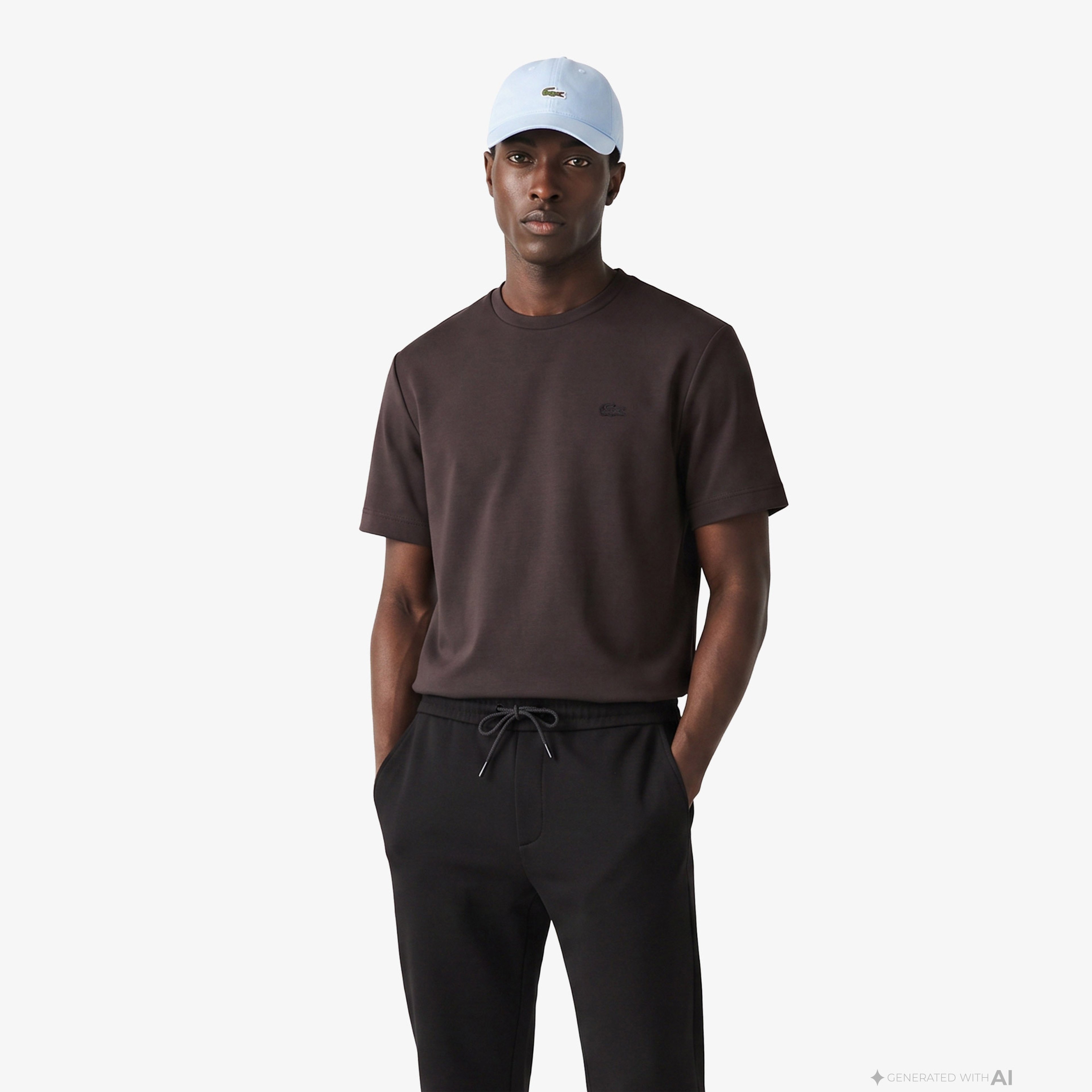 Erkek Oversize Fit Bisiklet Yaka Kahverengi T-Shirt