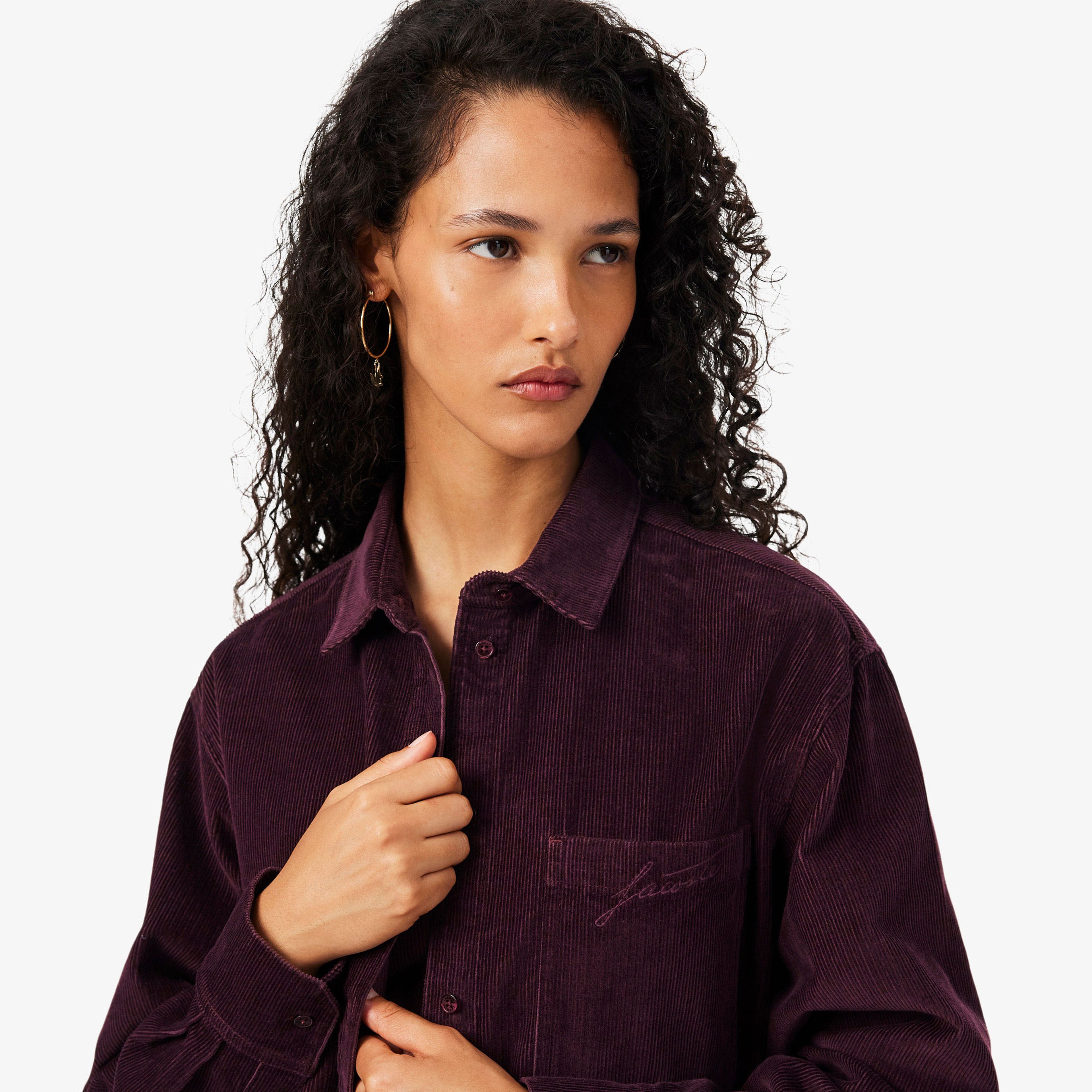 Kadın Oversize Fit Kadife Bordo Gömlek Kadın Oversize Fit Kadife Bordo Gömlek