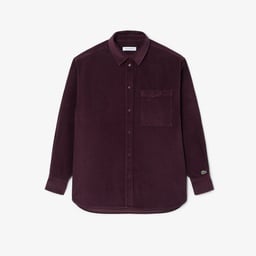 Kadın Oversize Fit Kadife Bordo Gömlek Bordo