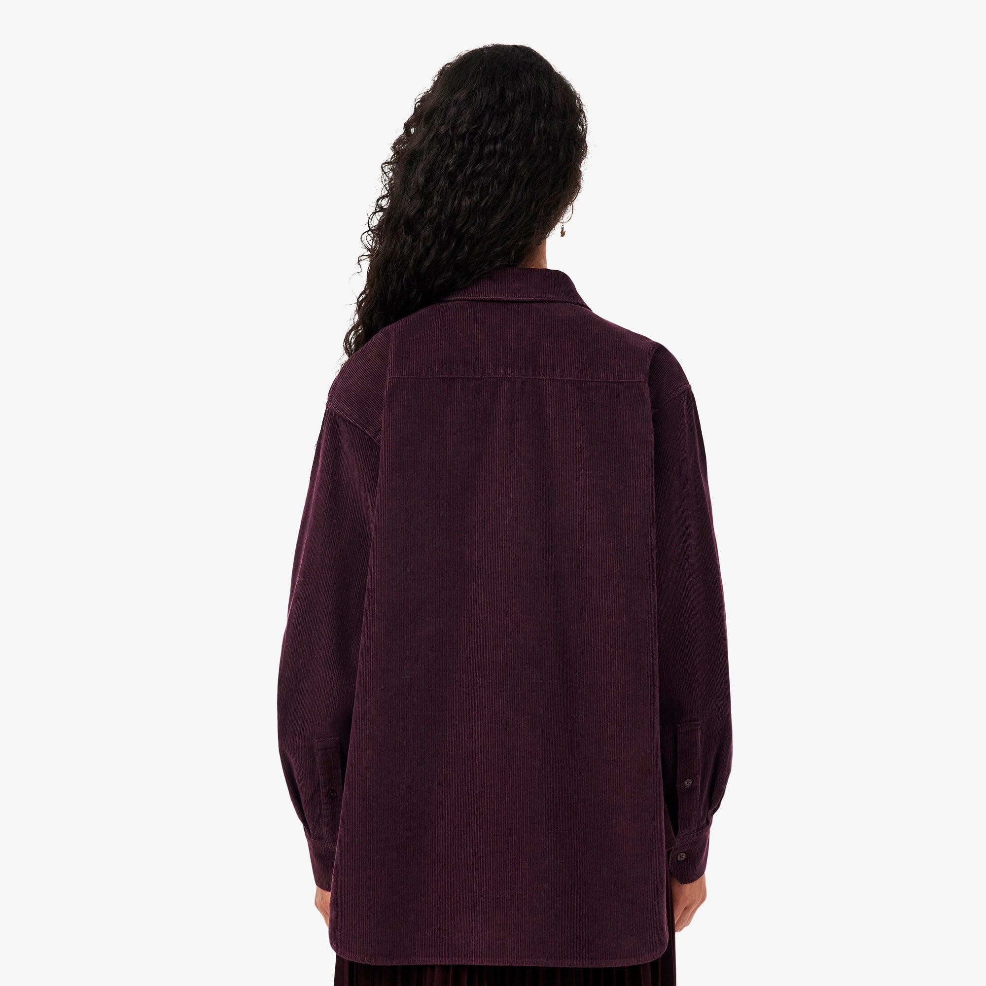 Kadın Oversize Fit Kadife Bordo Gömlek
