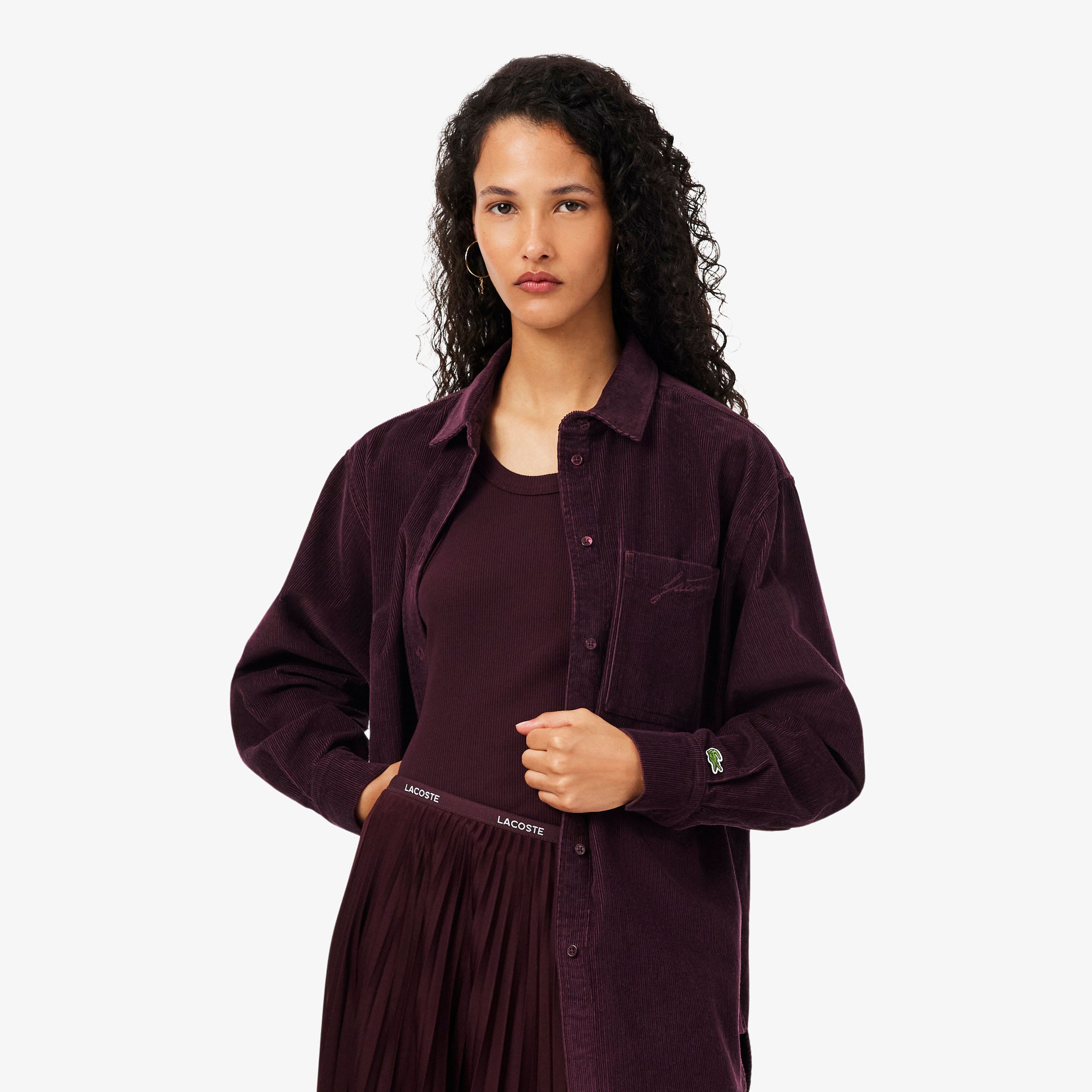 Kadın Oversize Fit Kadife Bordo Gömlek Kadın Oversize Fit Kadife Bordo Gömlek