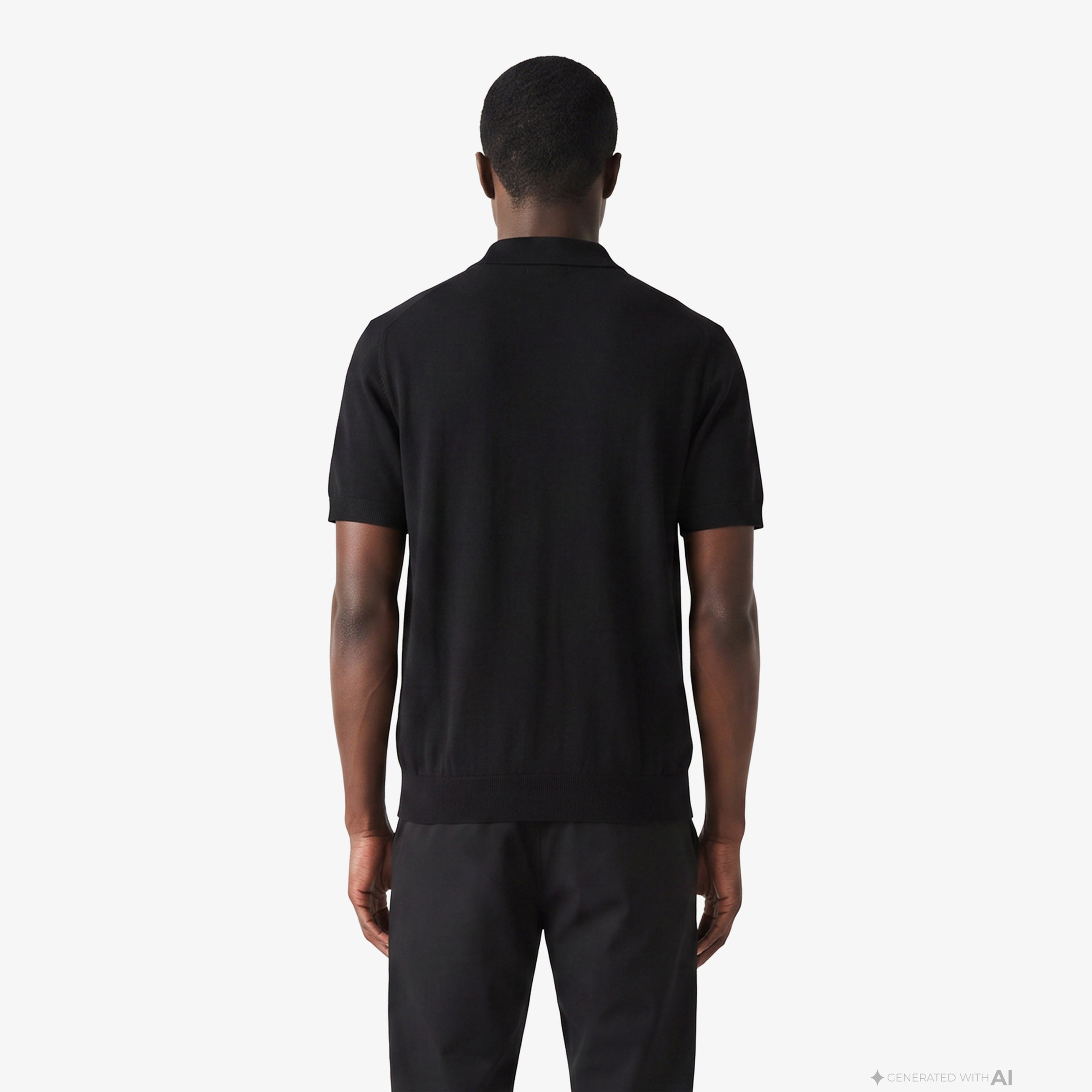 Erkek Regular Fit Kısa Kollu Polo Yaka Yün Siyah Triko Erkek Regular Fit Kısa Kollu Polo Yaka Yün Siyah Triko