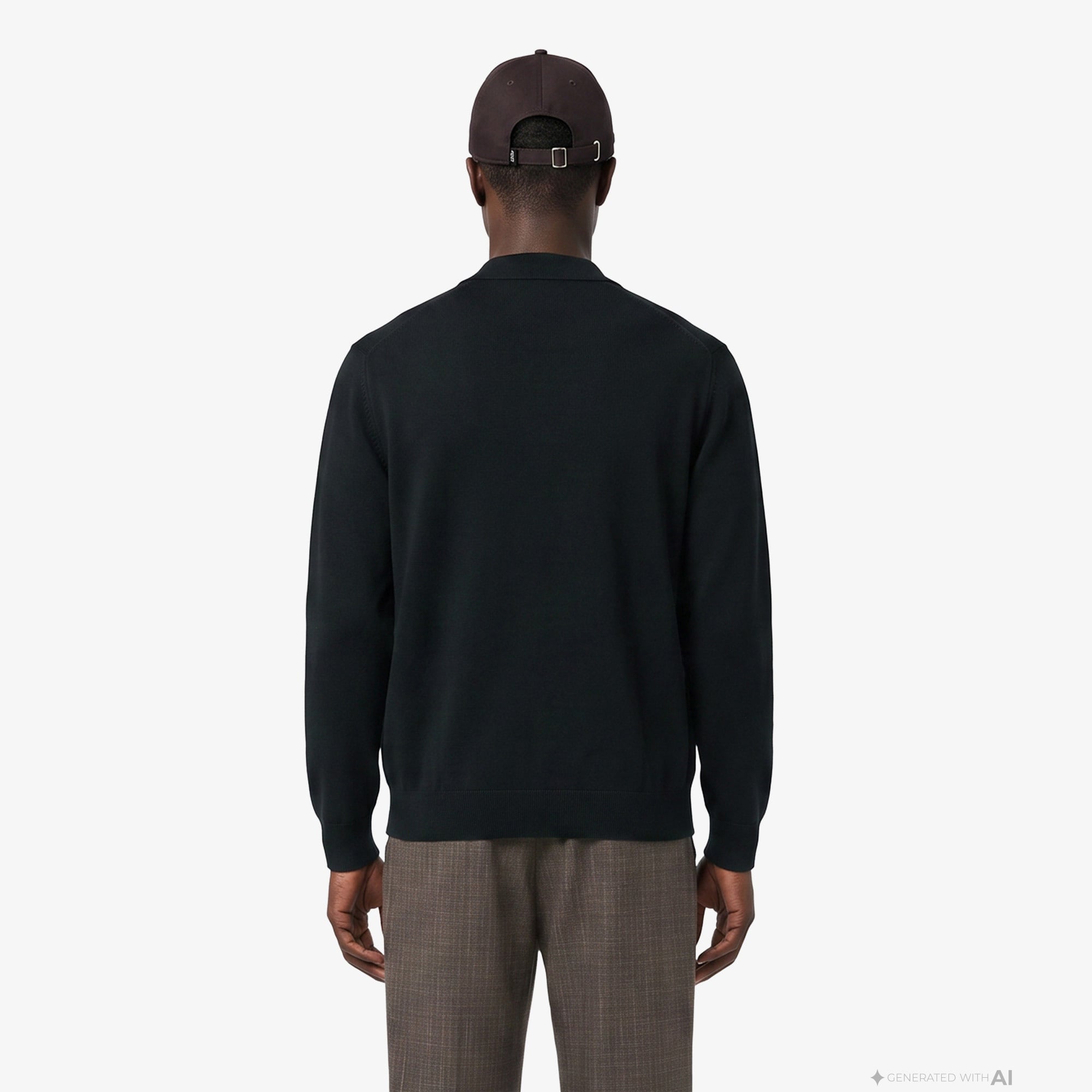 Erkek Classic Fit Polo Yaka Koyu Yeşil Kazak