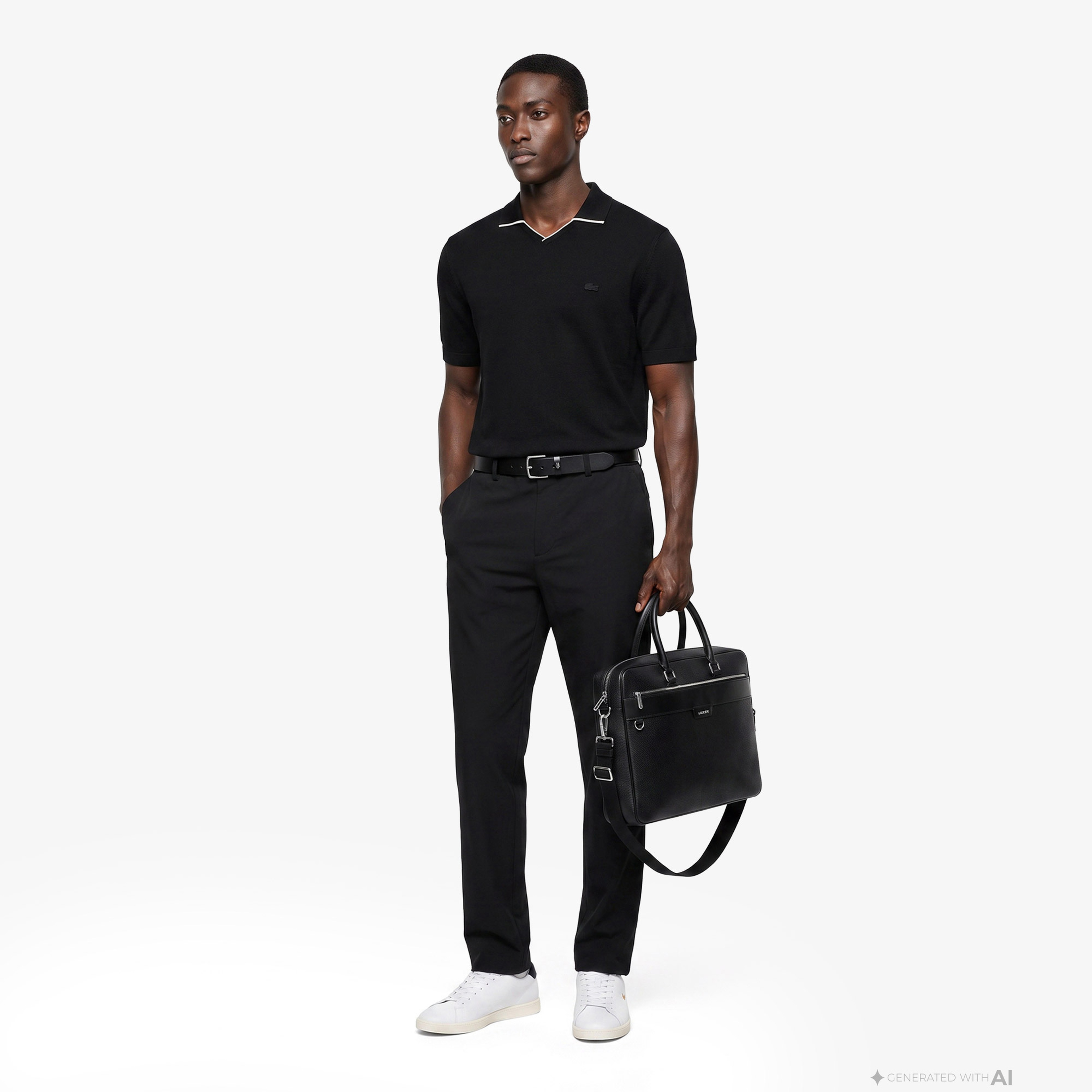 Erkek Regular Fit Kısa Kollu Polo Yaka Yün Siyah Triko Erkek Regular Fit Kısa Kollu Polo Yaka Yün Siyah Triko