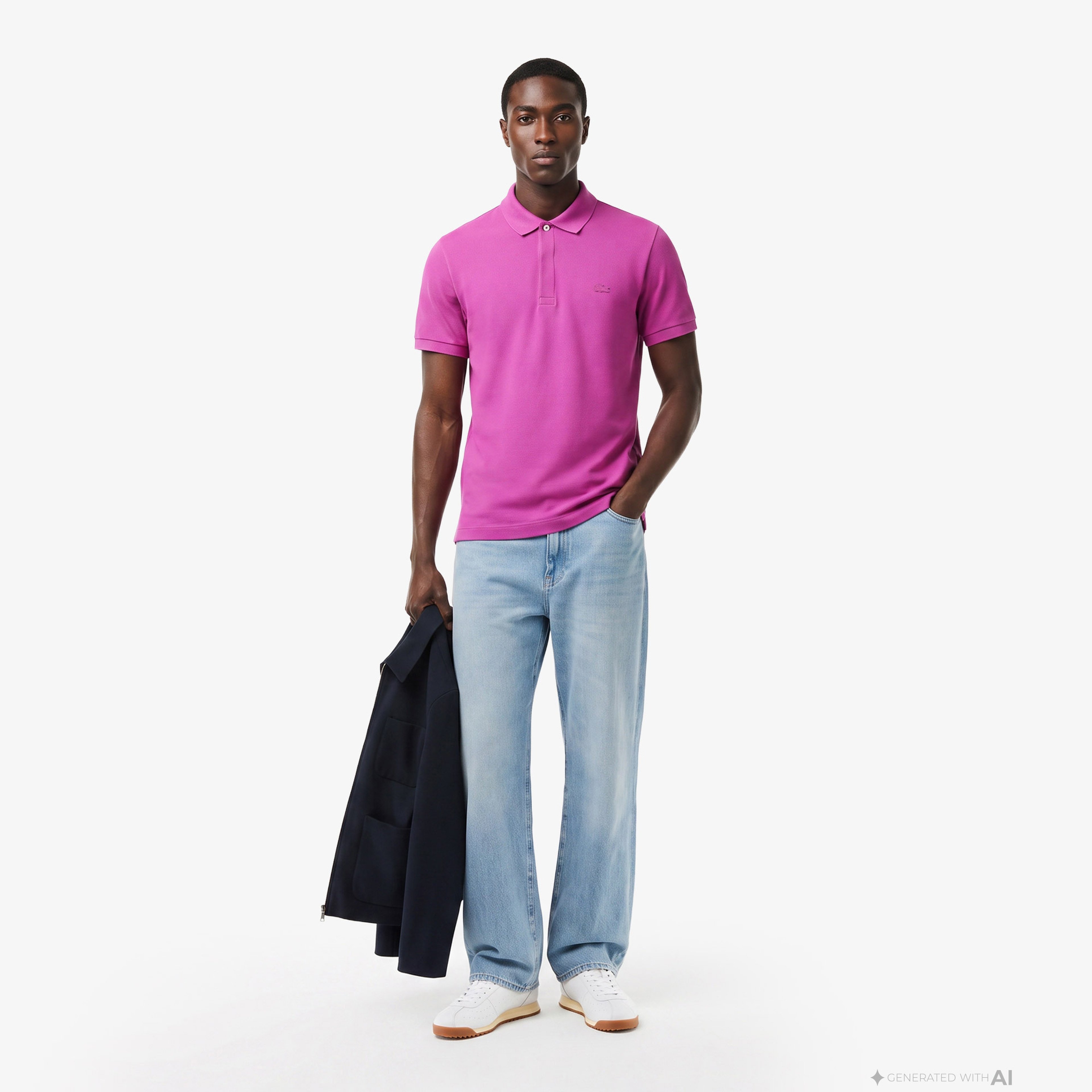 Erkek Regular Fit Pembe Paris Polo
