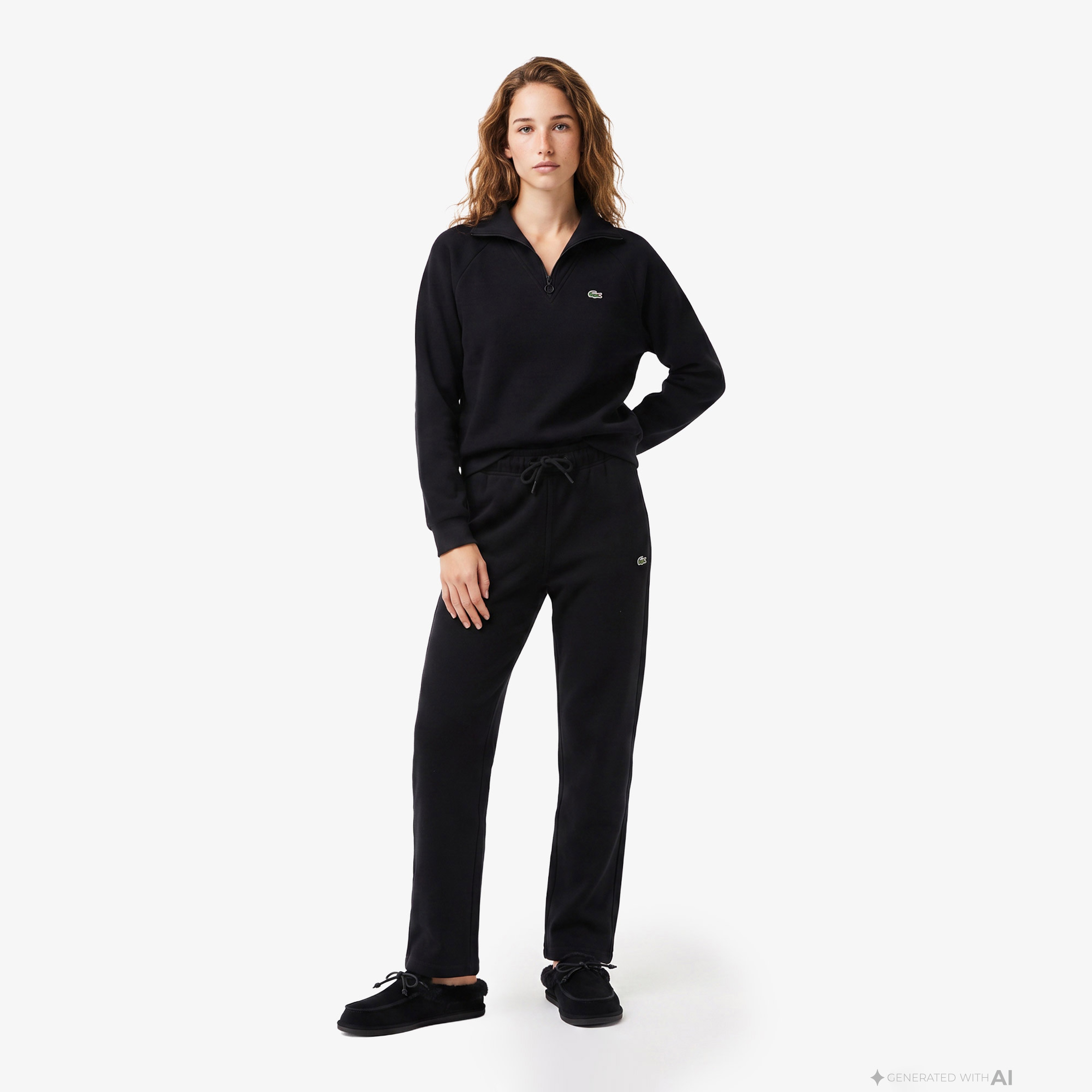 Kadın Regular Fit Yarım Fermuarlı Siyah Sweatshirt Kadın Regular Fit Yarım Fermuarlı Siyah Sweatshirt
