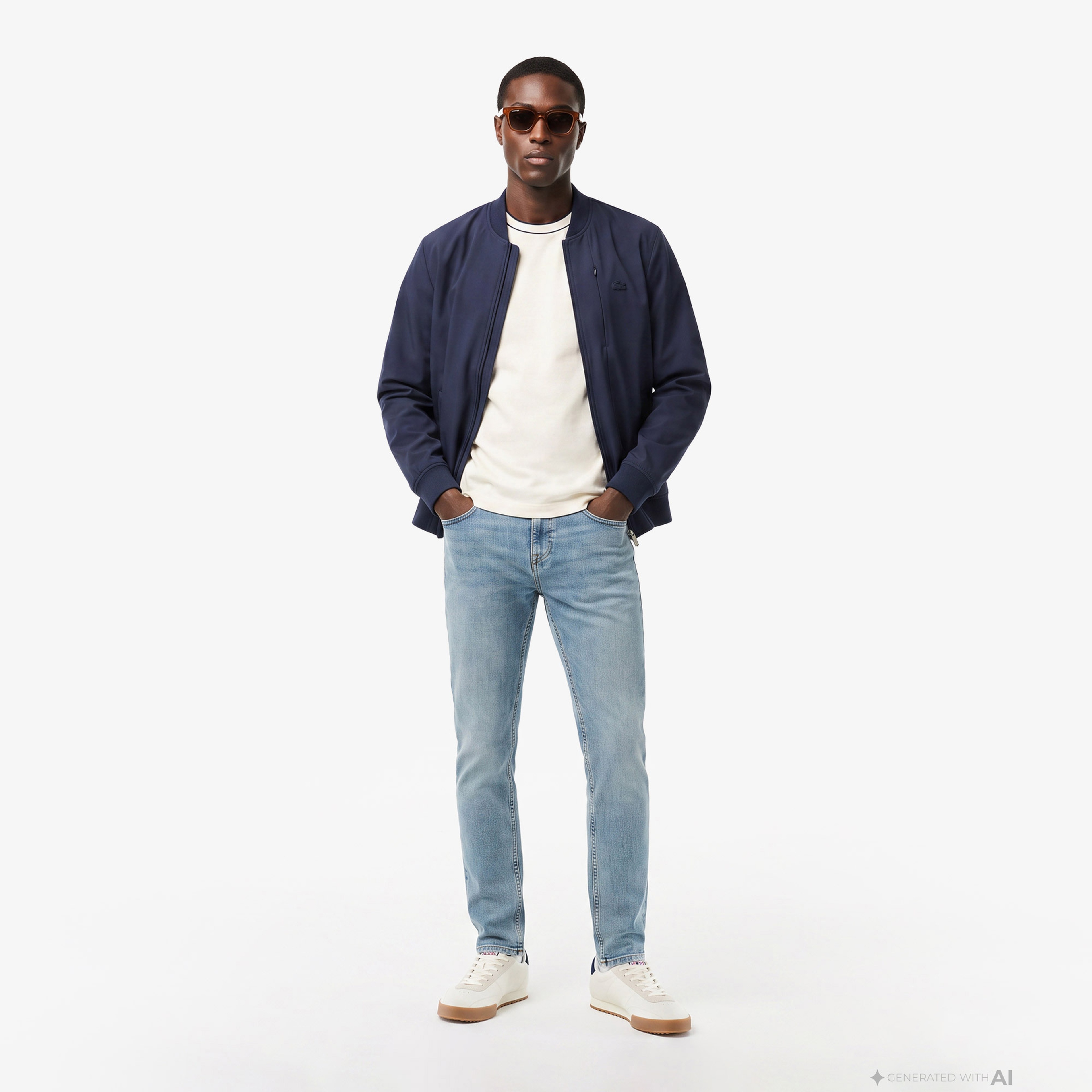 Erkek Regular Fit Hakim Yaka Lacivert Bomber Ceket