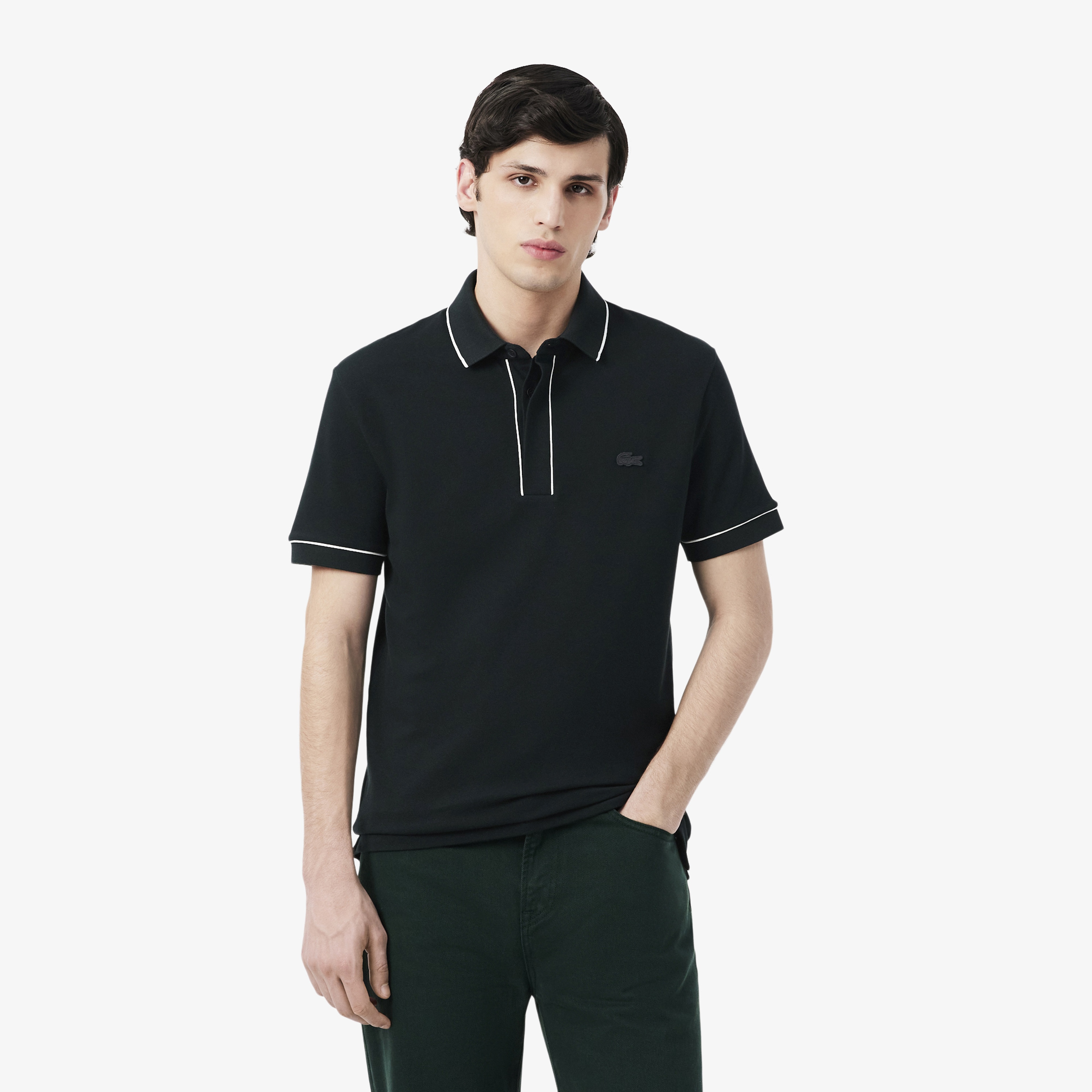 Erkek Regular Fit Organik Pamuk Koyu Yeşil Paris Polo