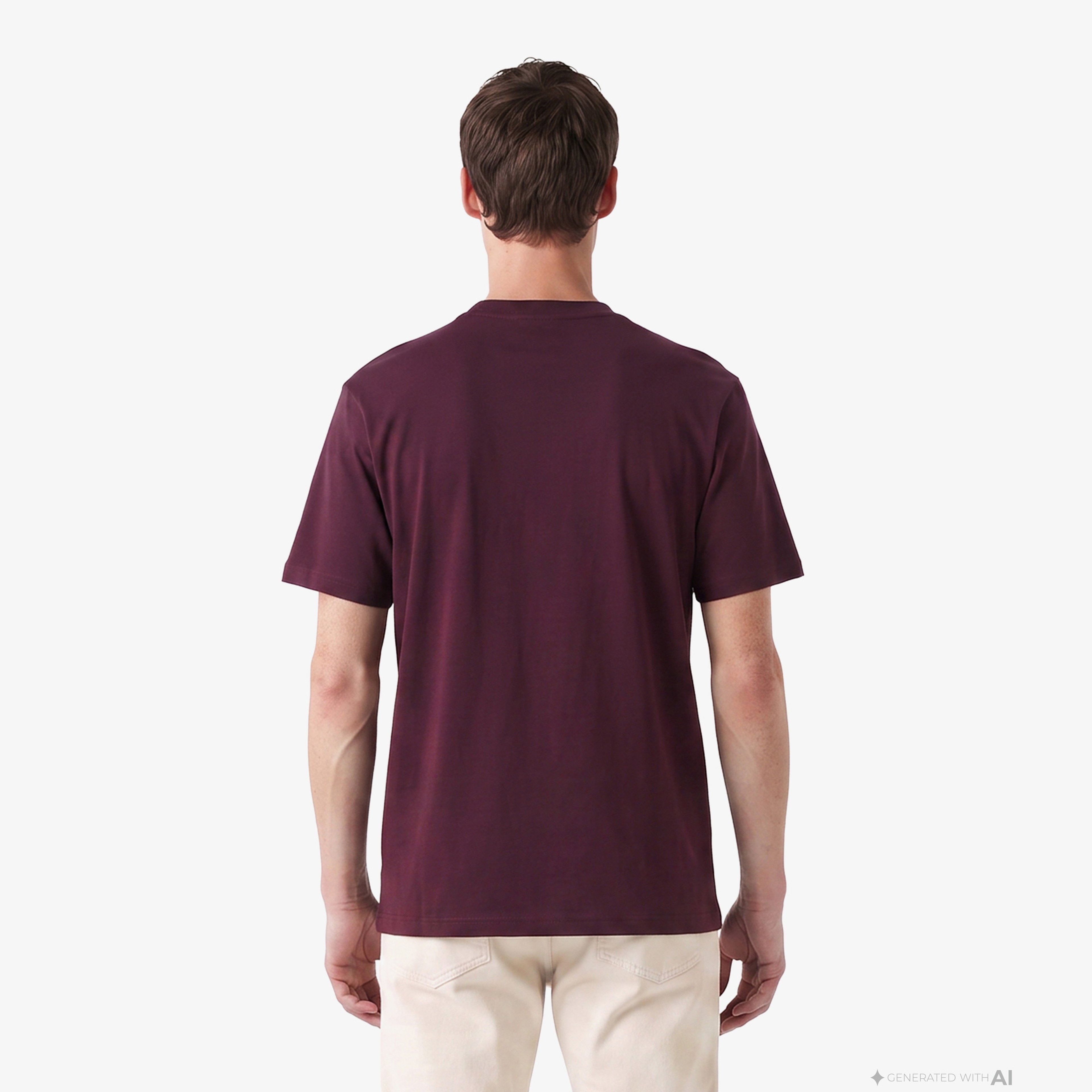 Erkek Classic Fit Bisiklet Yaka Bordo T-Shirt