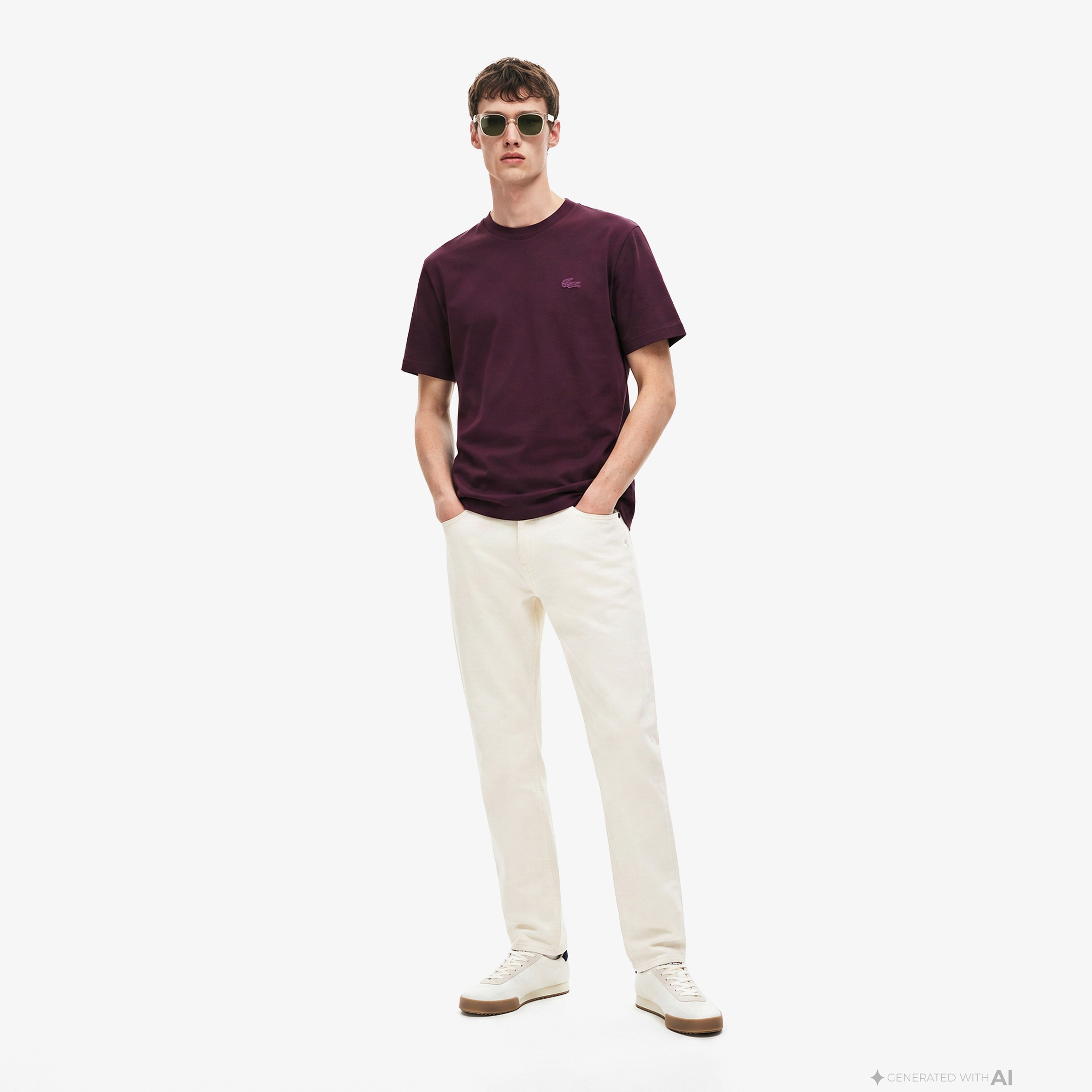 Erkek Classic Fit Bisiklet Yaka Bordo T-Shirt
