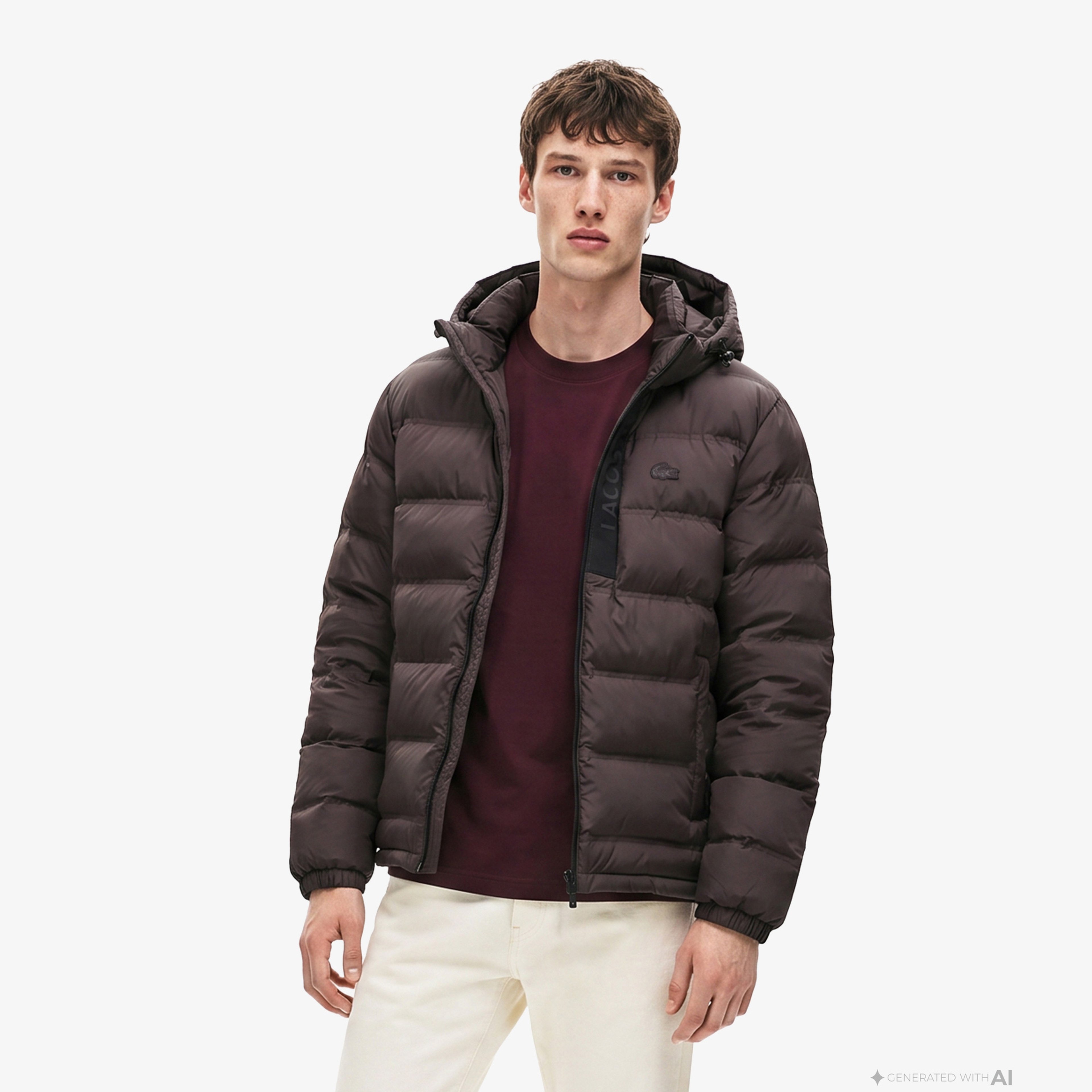 Erkek Regular Fit Kapüşonlu Koyu Kahverengi Şişme Mont Erkek Regular Fit Kapüşonlu Koyu Kahverengi Şişme Mont