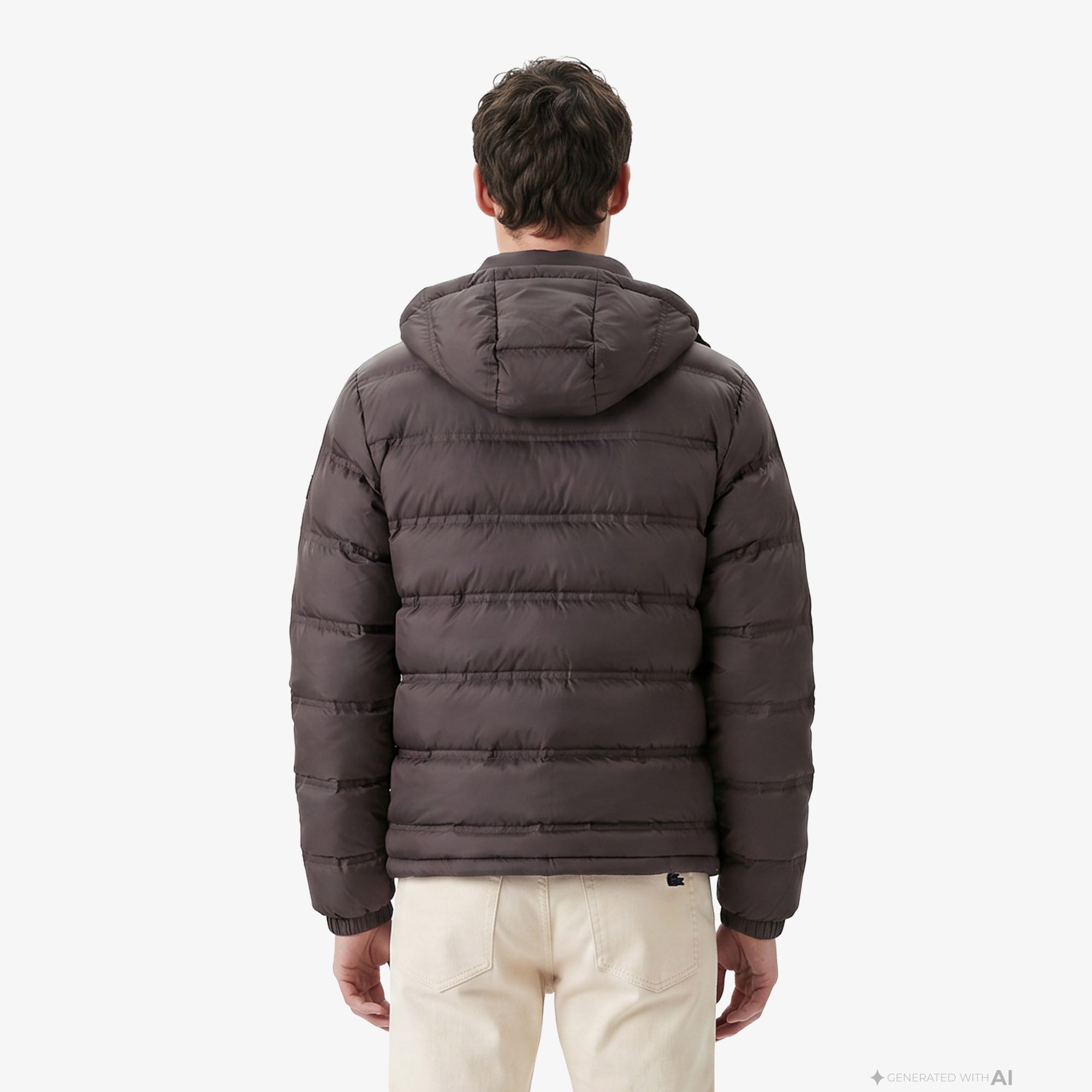 Erkek Regular Fit Kapüşonlu Koyu Kahverengi Şişme Mont