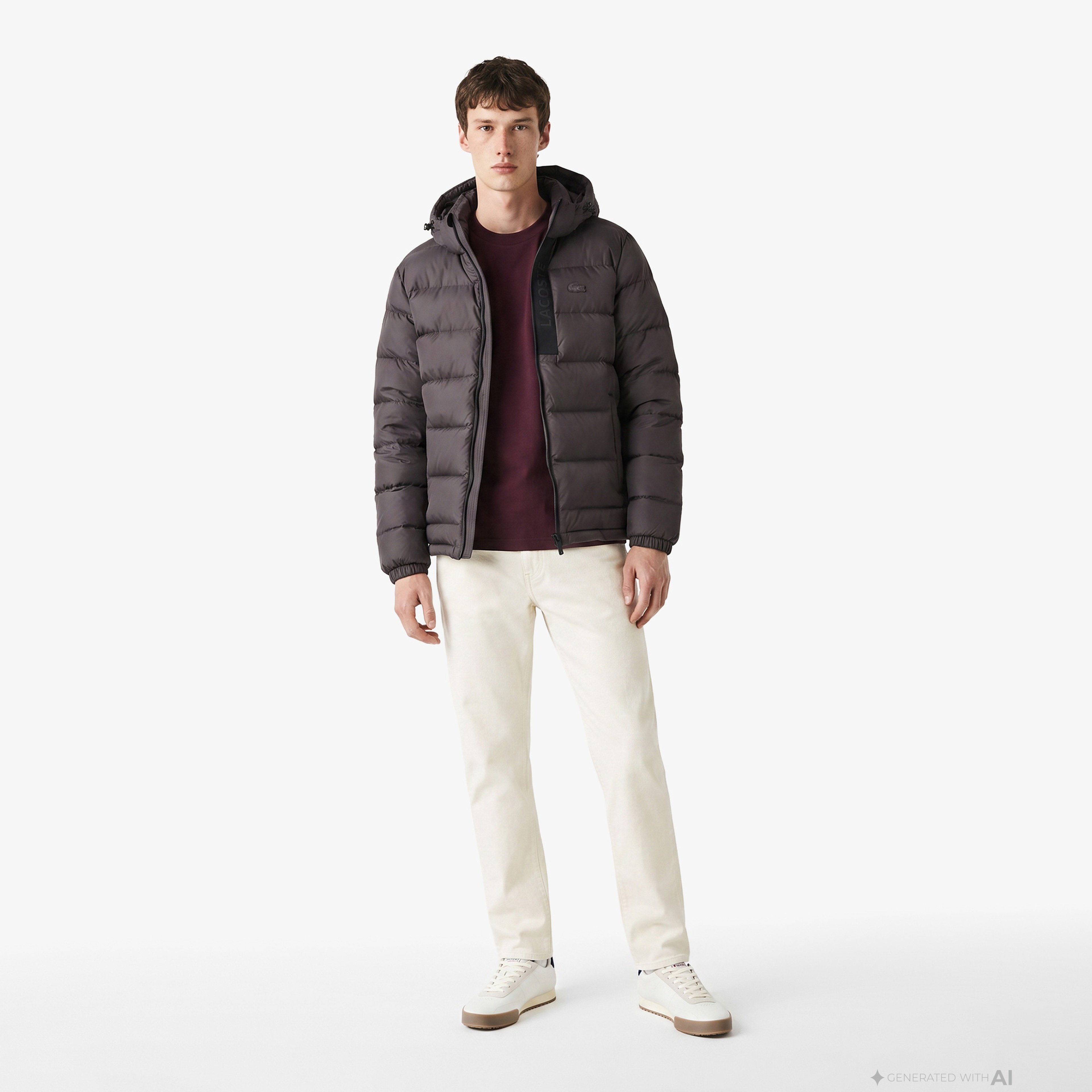 Erkek Regular Fit Kapüşonlu Koyu Kahverengi Şişme Mont Erkek Regular Fit Kapüşonlu Koyu Kahverengi Şişme Mont
