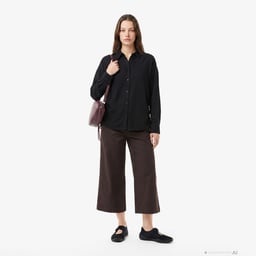 Kadın Relaxed Fit Siyah Gömlek Siyah