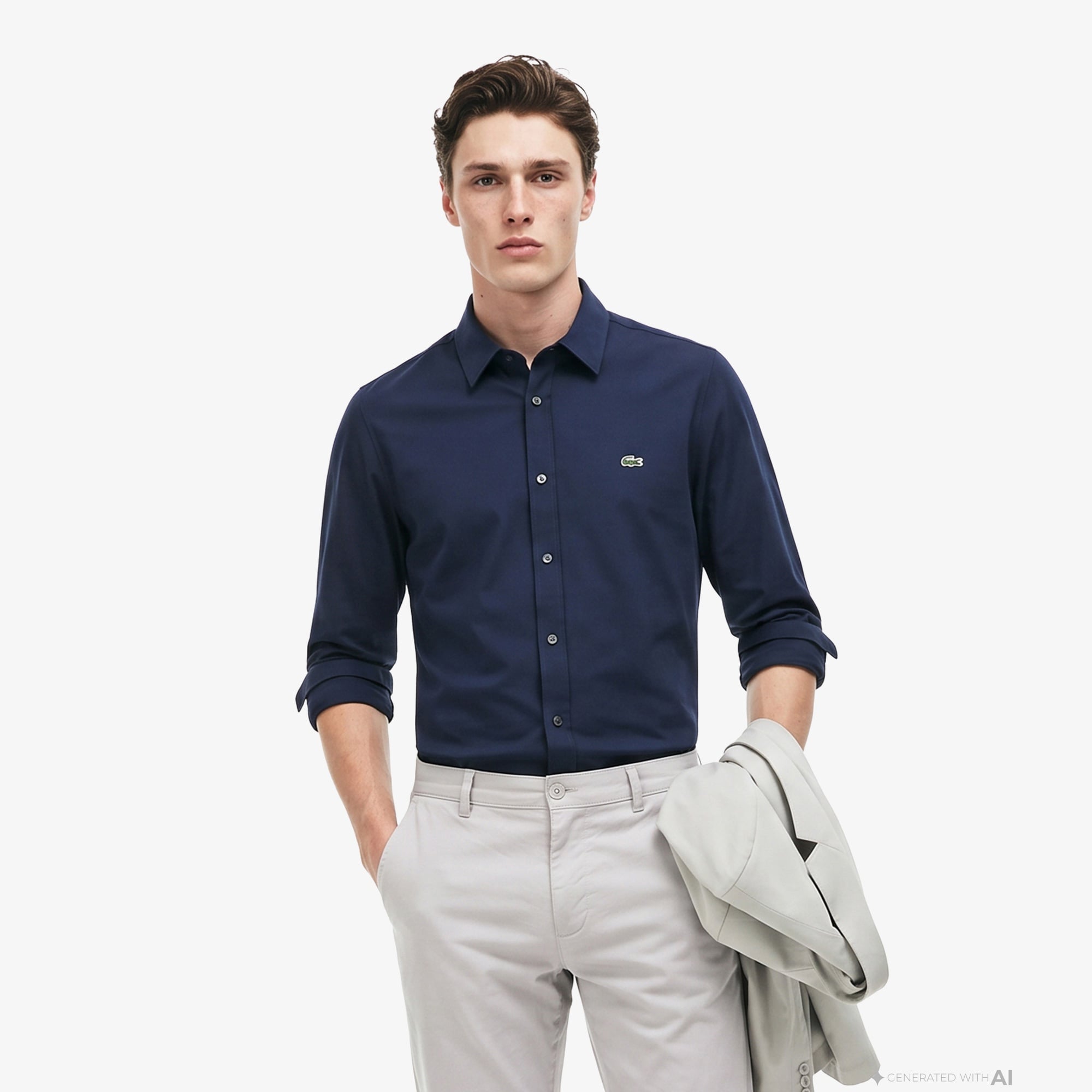 Erkek Slim Fit Lacivert Gömlek