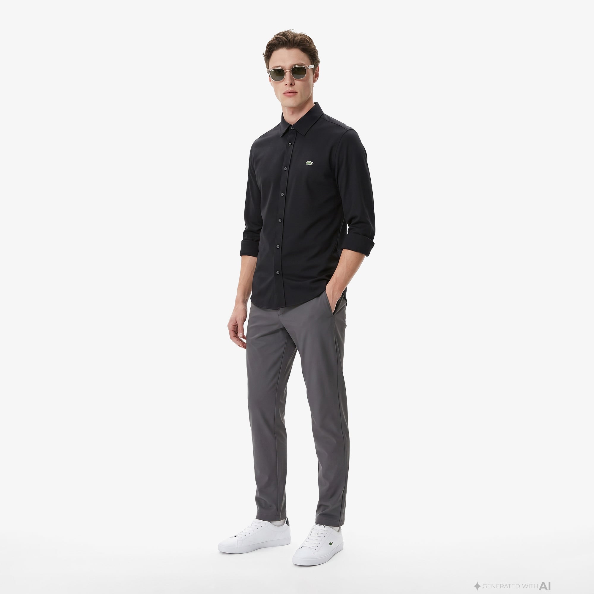 Erkek Slim Fit Siyah Gömlek