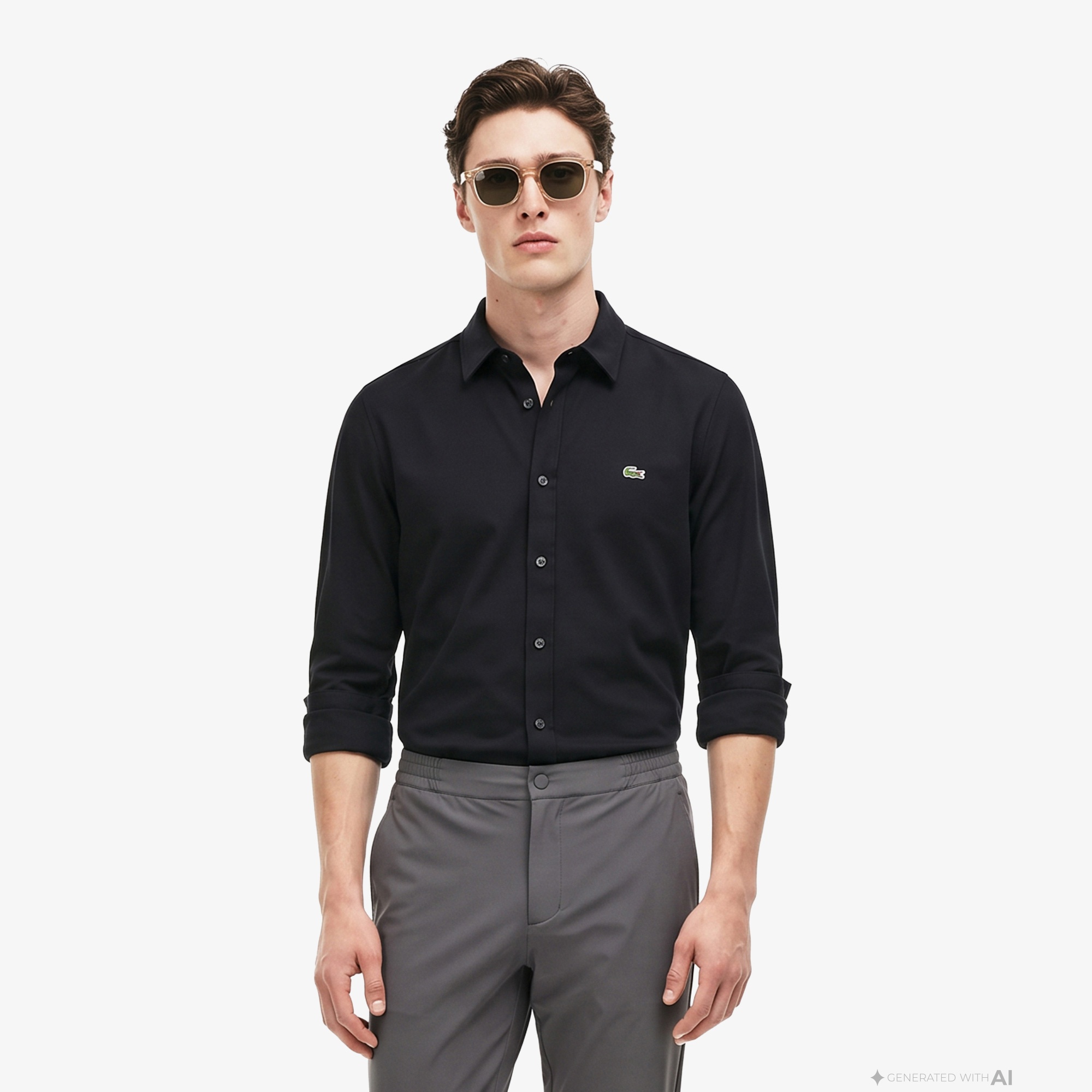 Erkek Slim Fit Siyah Gömlek