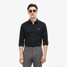 Erkek Slim Fit Siyah Gömlek Siyah