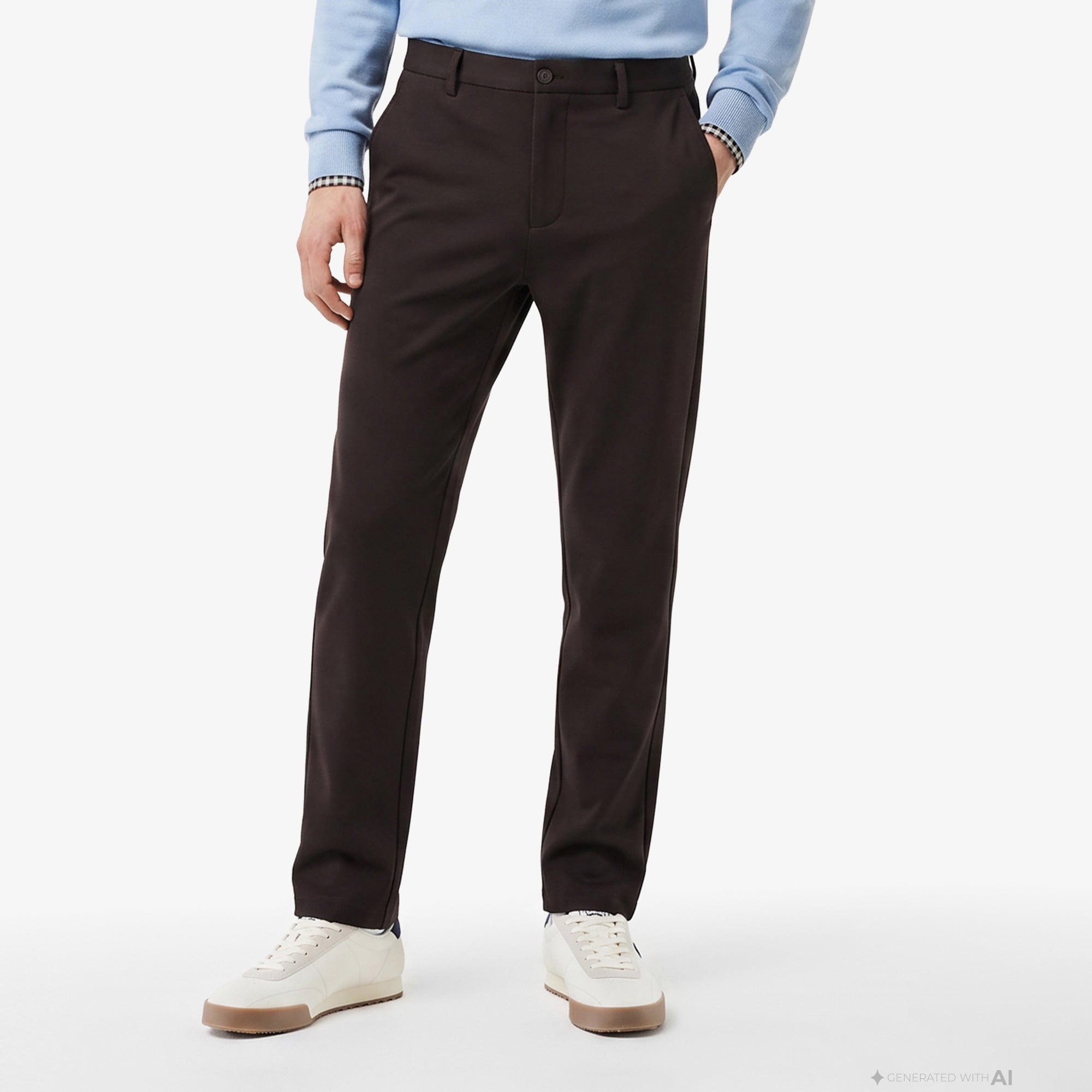 Erkek Regular Fit Kahverengi Chino Pantolon