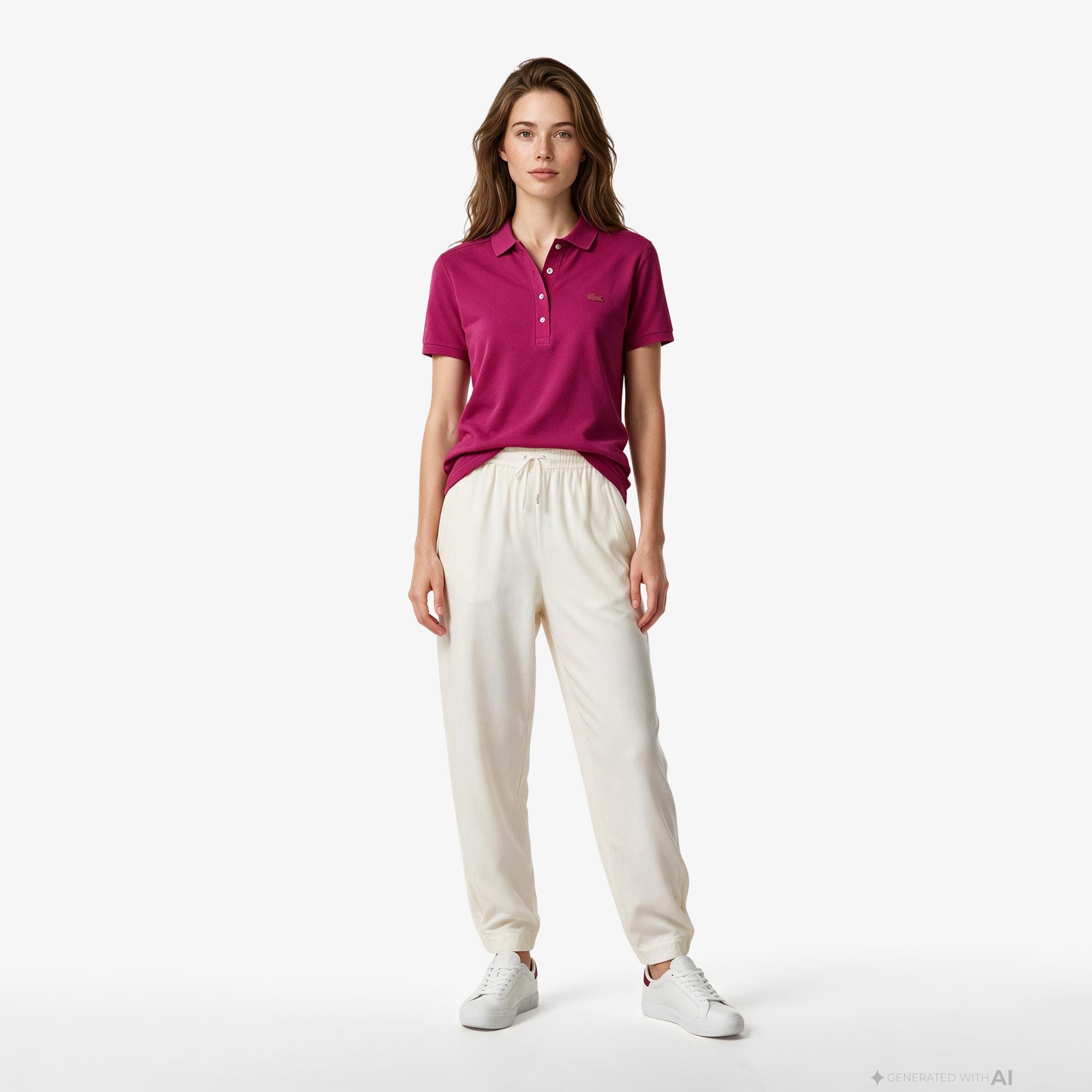 L.12.D Kadın Slim Fit Pembe Polo
