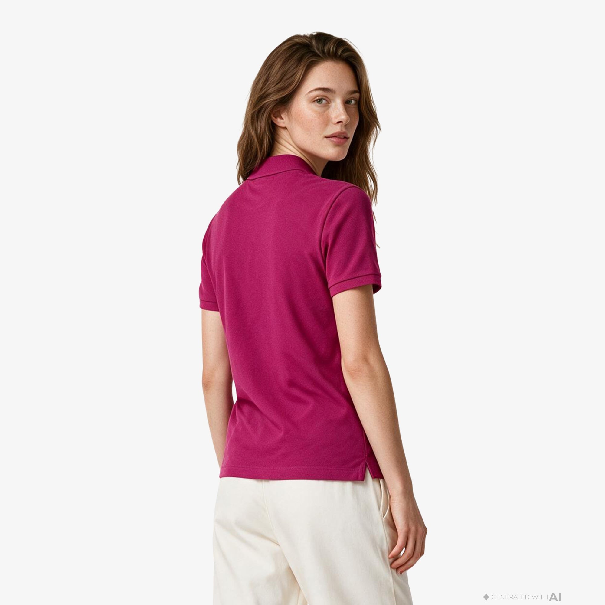 L.12.D Kadın Slim Fit Pembe Polo