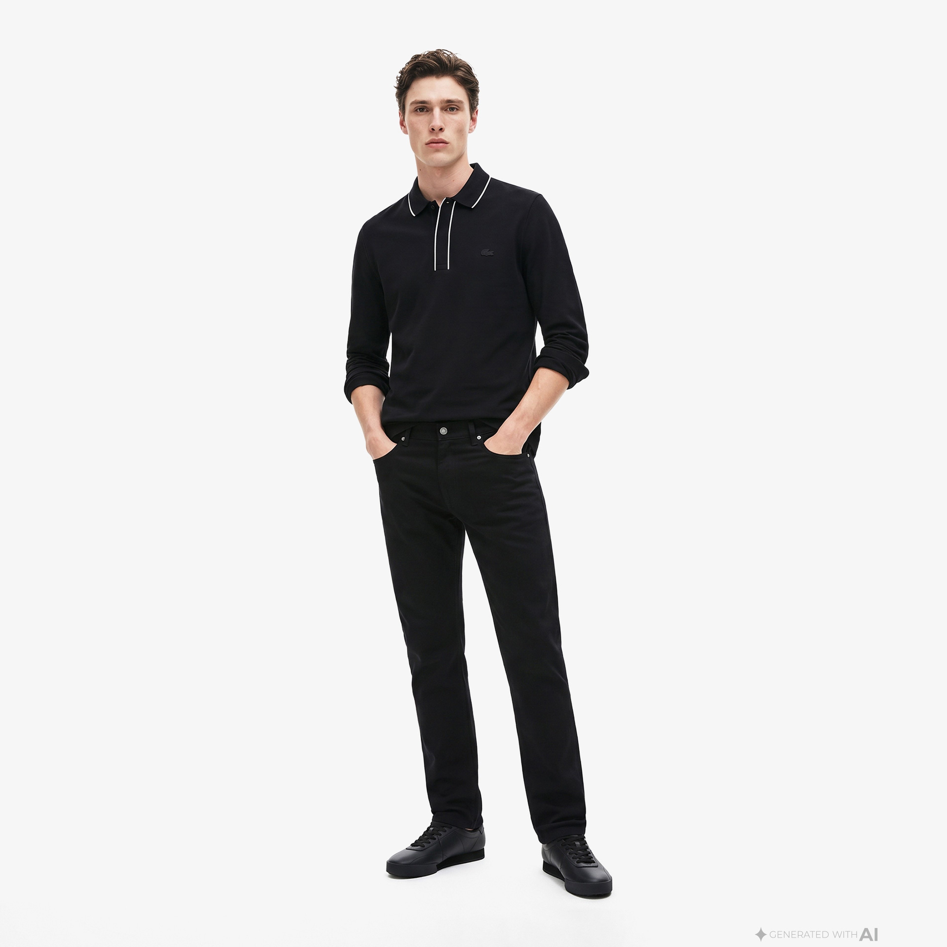 Erkek Regular Fit Uzun Kollu Siyah Paris Polo Erkek Regular Fit Uzun Kollu Siyah Paris Polo