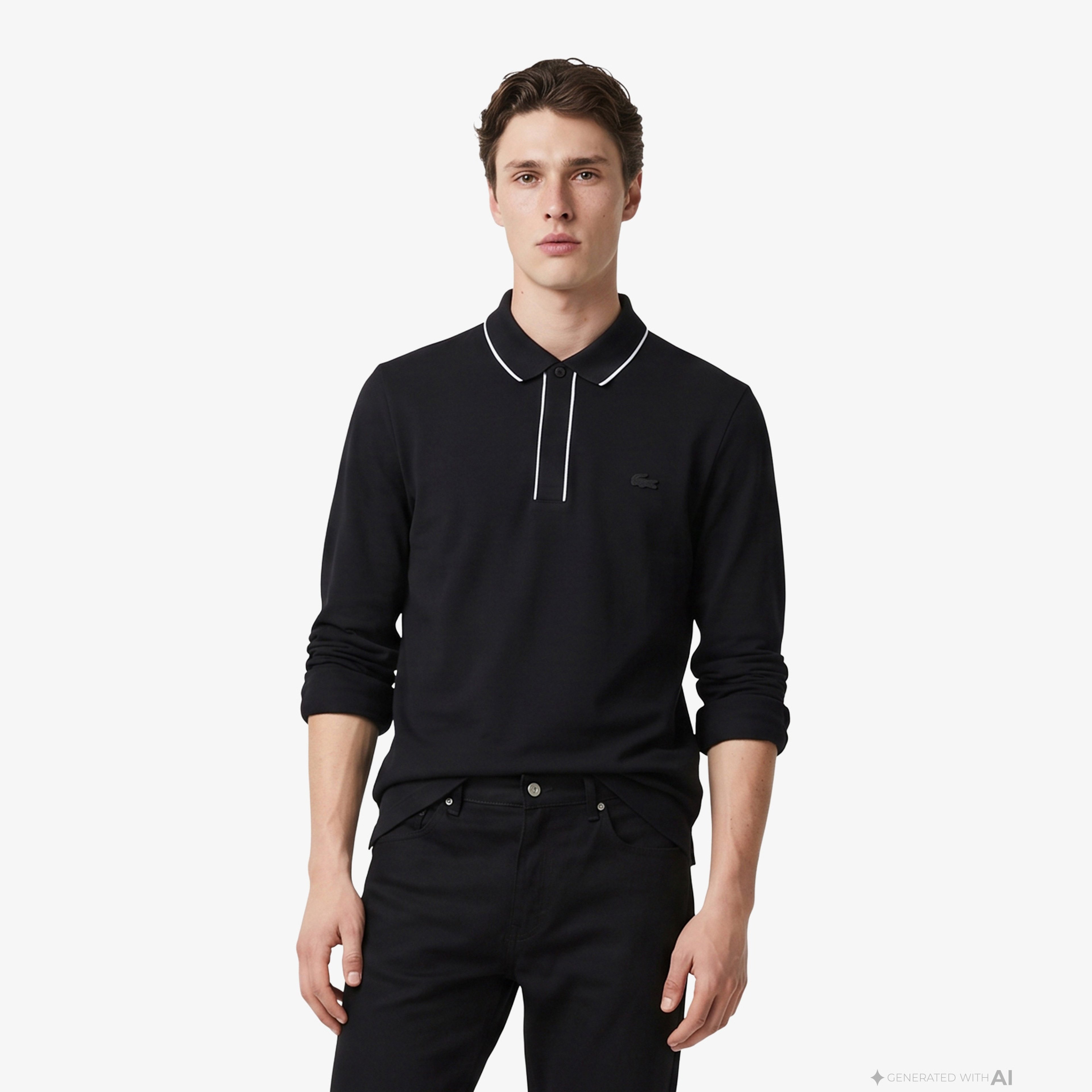 Erkek Regular Fit Uzun Kollu Siyah Paris Polo Erkek Regular Fit Uzun Kollu Siyah Paris Polo