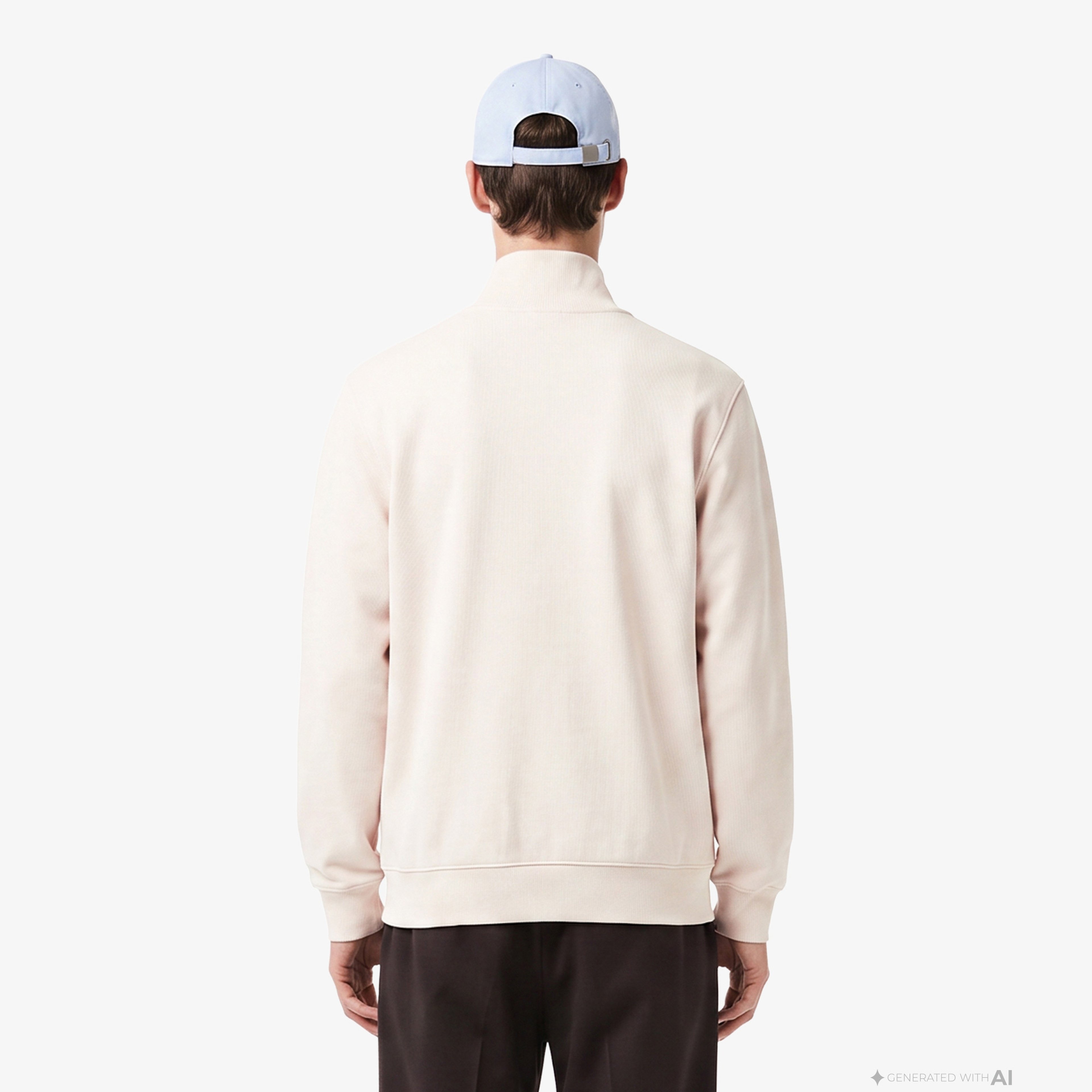 Erkek Regular Fit Yarım Fermuarlı Krem Sweatshirt Erkek Regular Fit Yarım Fermuarlı Krem Sweatshirt