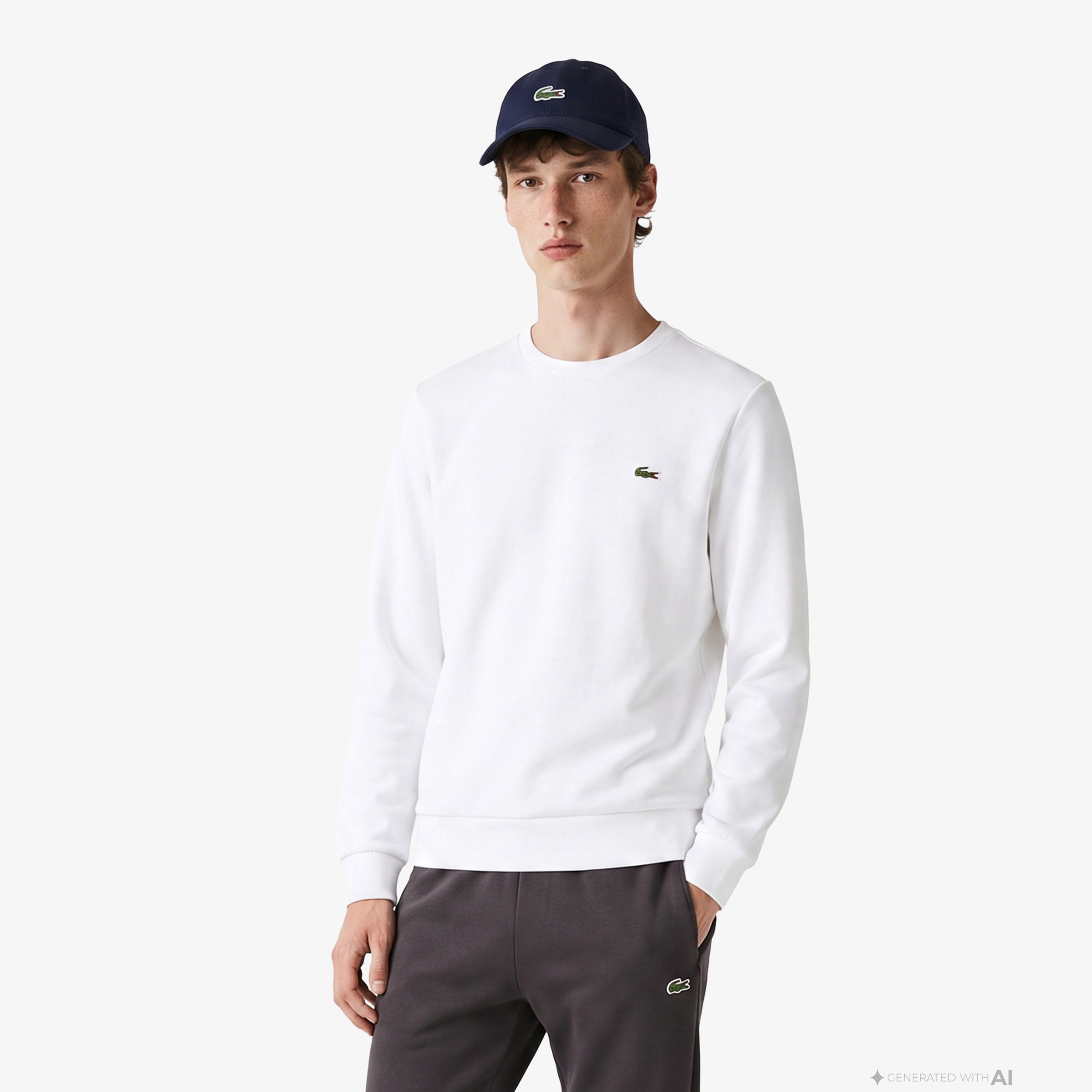 Erkek Classic Fit Bisiklet Yaka Beyaz Sweatshirt Erkek Classic Fit Bisiklet Yaka Beyaz Sweatshirt