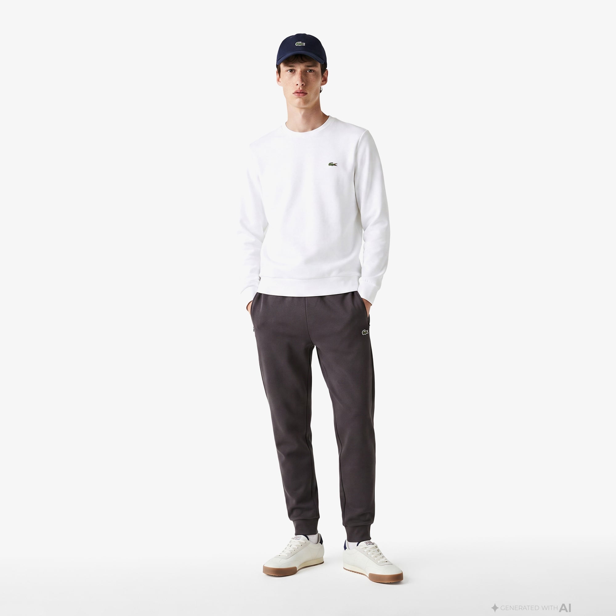 Erkek Classic Fit Bisiklet Yaka Beyaz Sweatshirt
