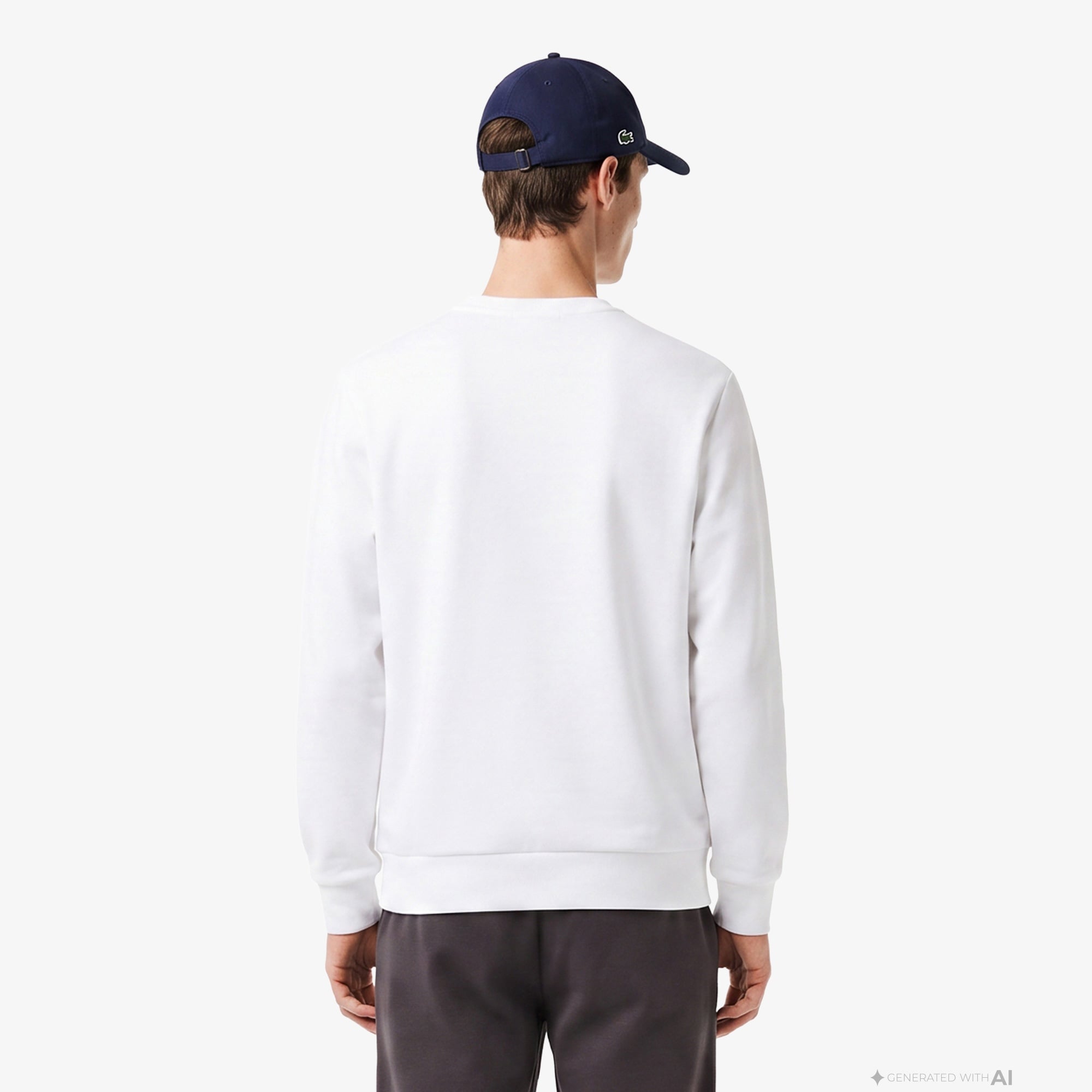 Erkek Classic Fit Bisiklet Yaka Beyaz Sweatshirt
