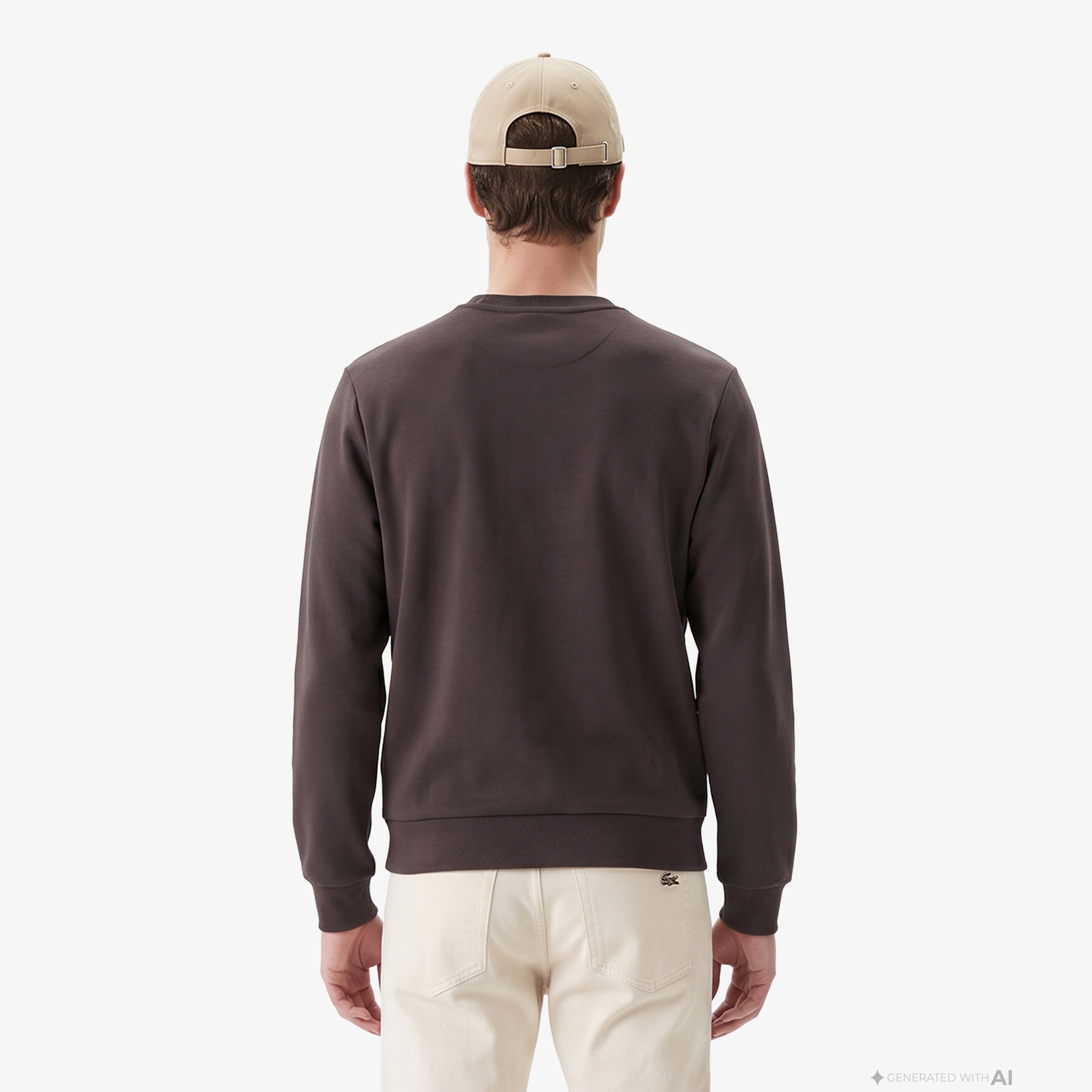 Erkek Classic Fit Bisiklet Yaka Kahverengi Sweatshirt