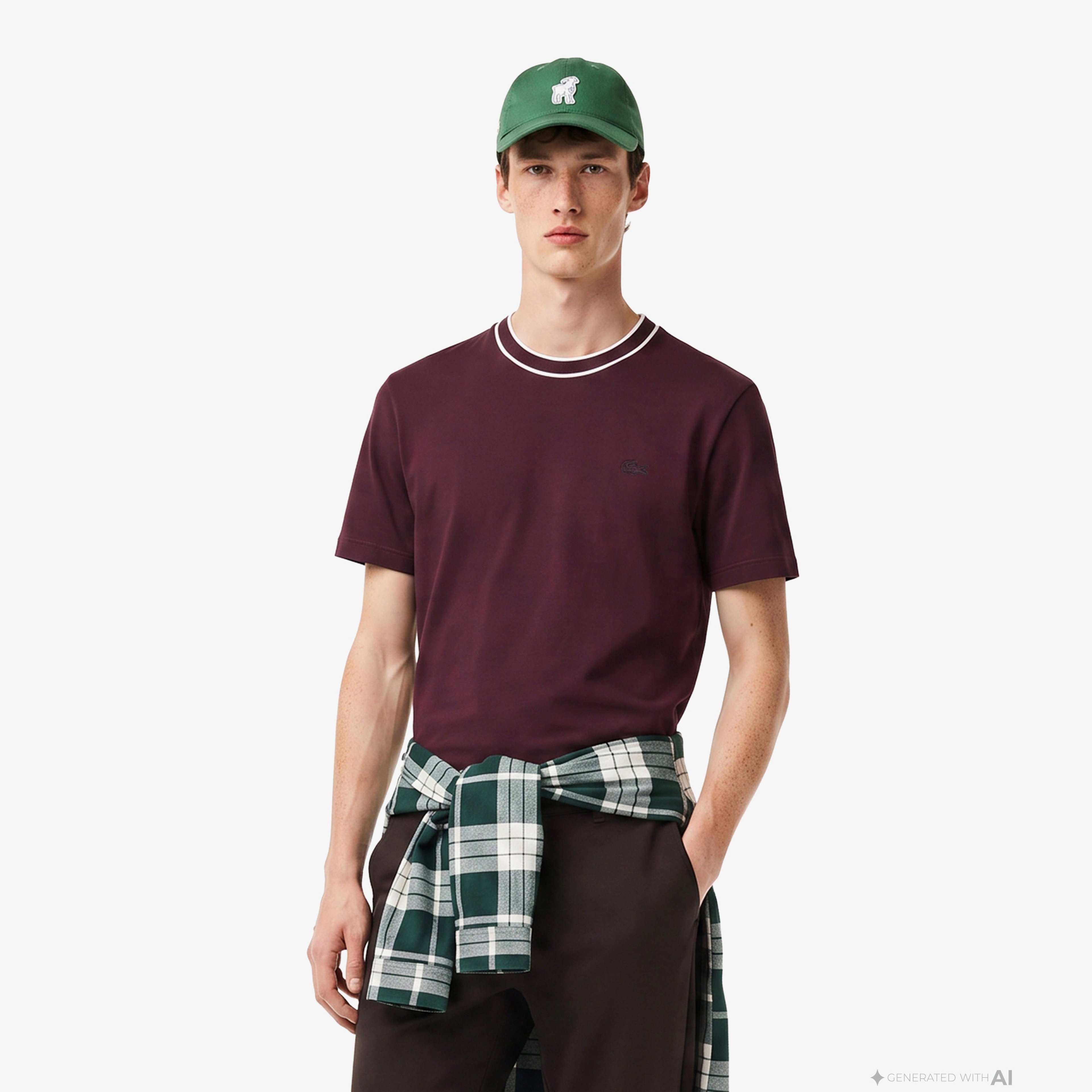 Erkek Regular Fit Bisiklet Yaka Bordo T-Shirt
