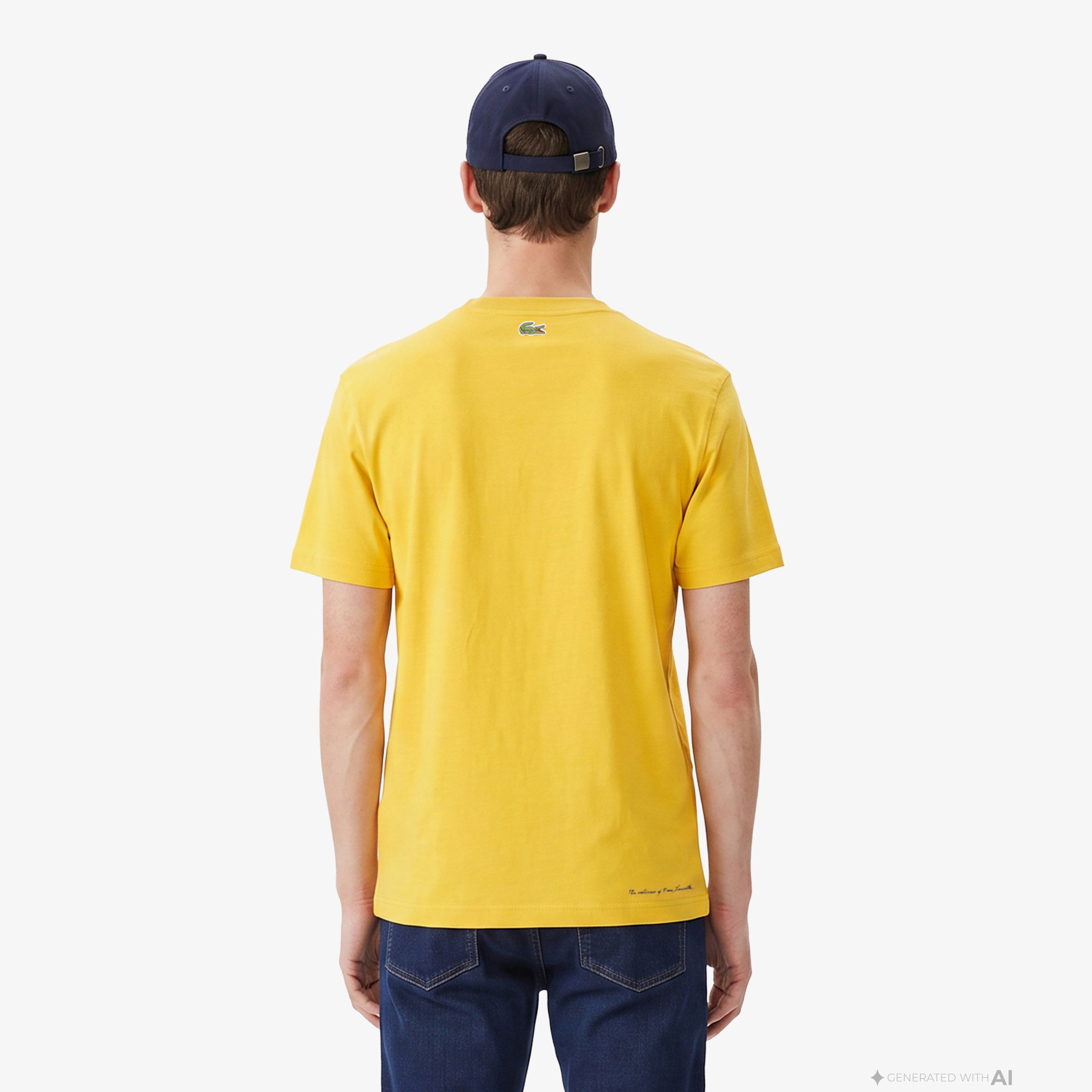 Erkek Classic Fit Bisiklet Yaka Baskılı Turuncu T-Shirt