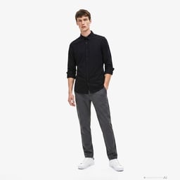 Erkek Slim Fit Siyah Gömlek Siyah