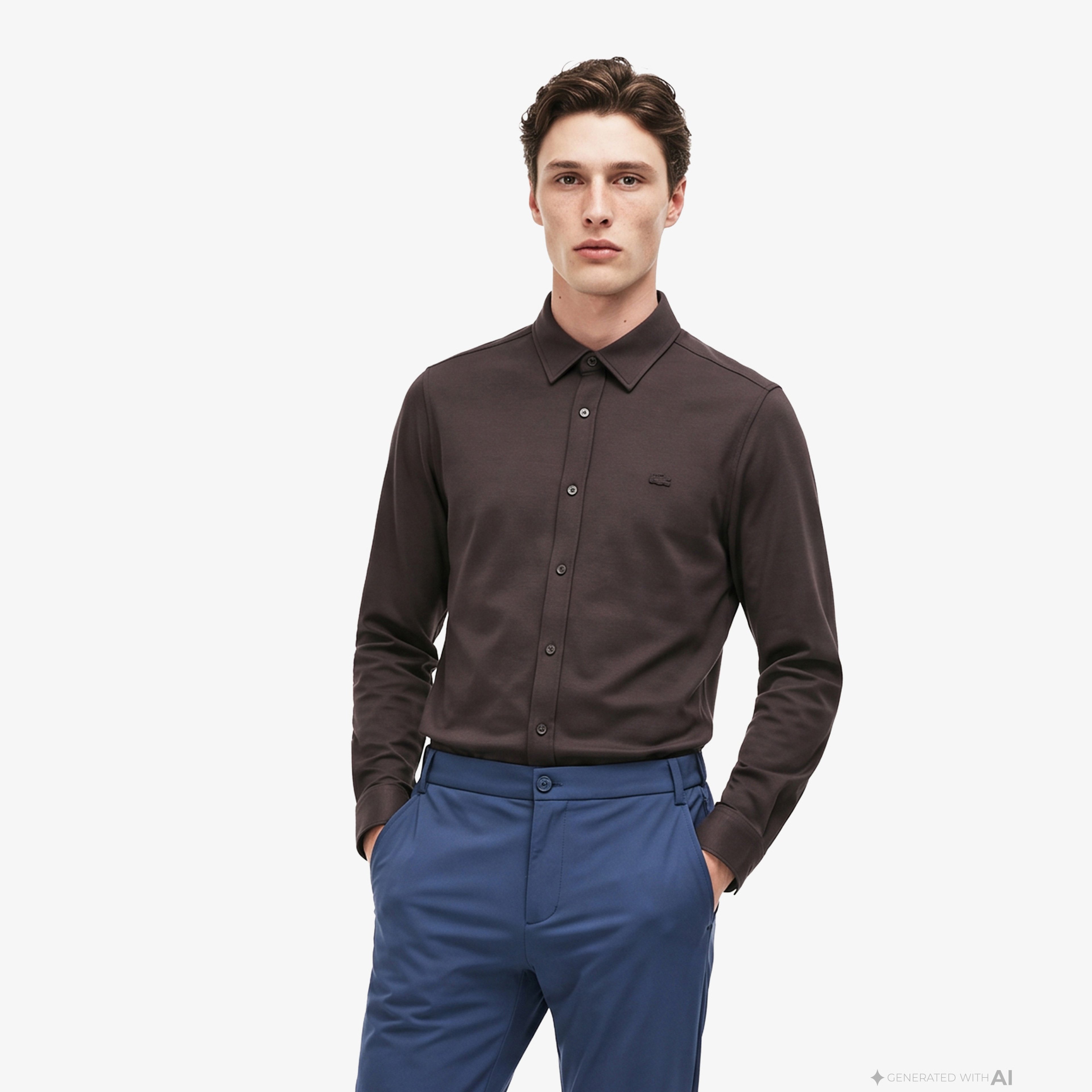 Erkek Slim Fit Kahverengi Gömlek Erkek Slim Fit Kahverengi Gömlek